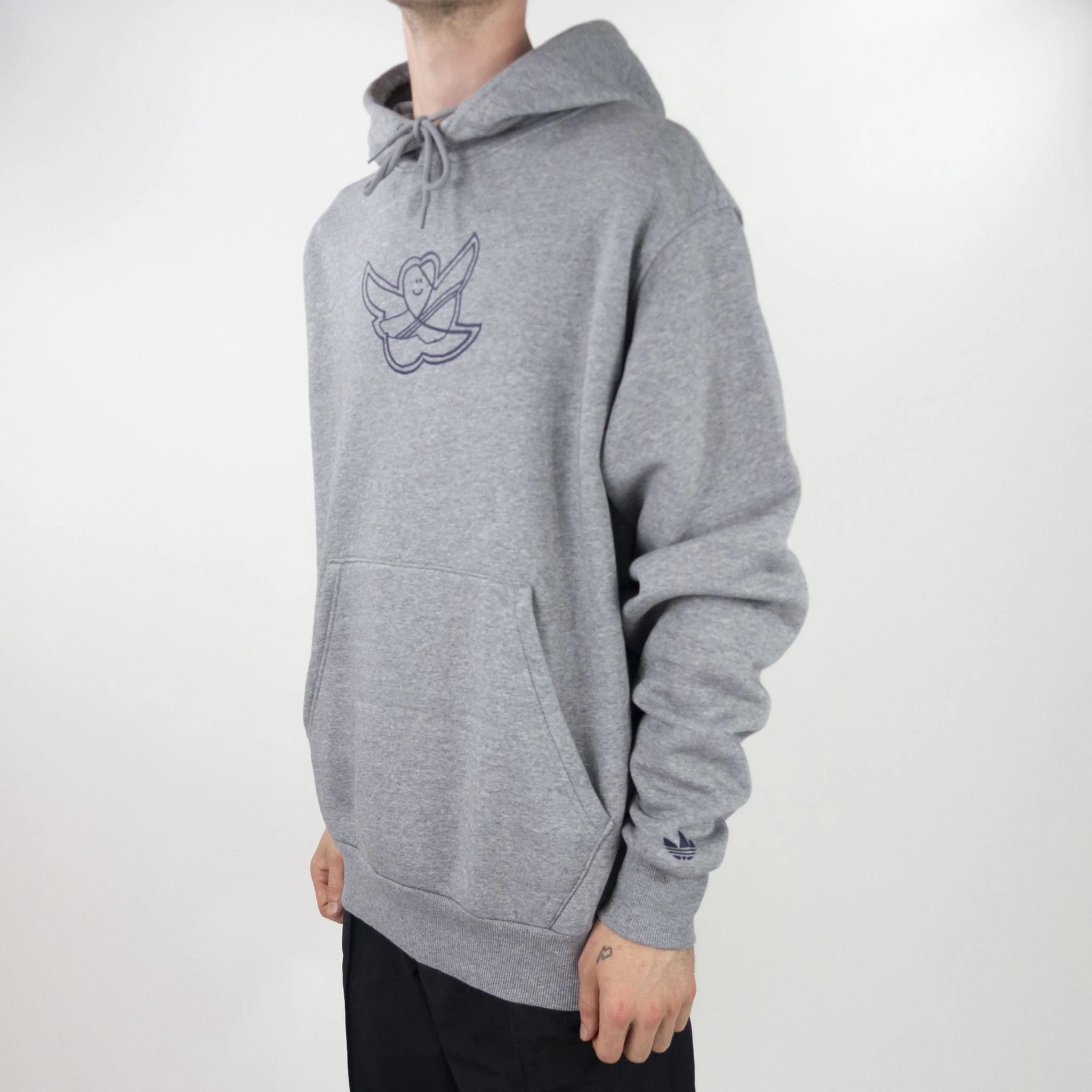 Adidas Shmoofoil Logo Hoodie - Core Heather / Collegiate Navy - Image 3