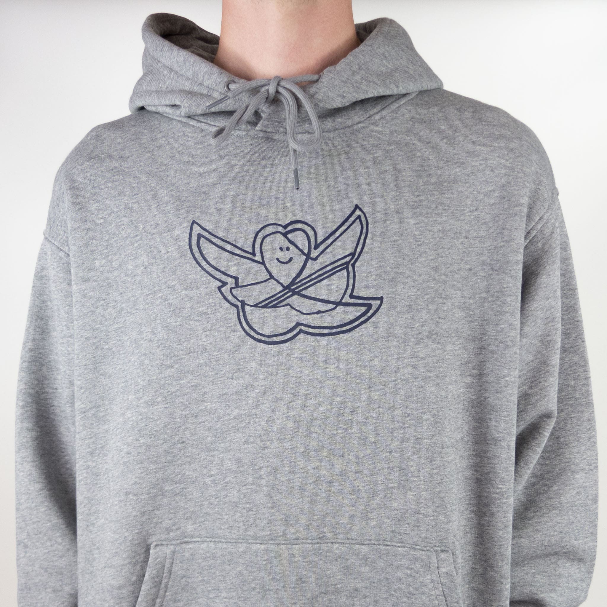Adidas Shmoofoil Logo Hoodie - Core Heather / Collegiate Navy - Image 4