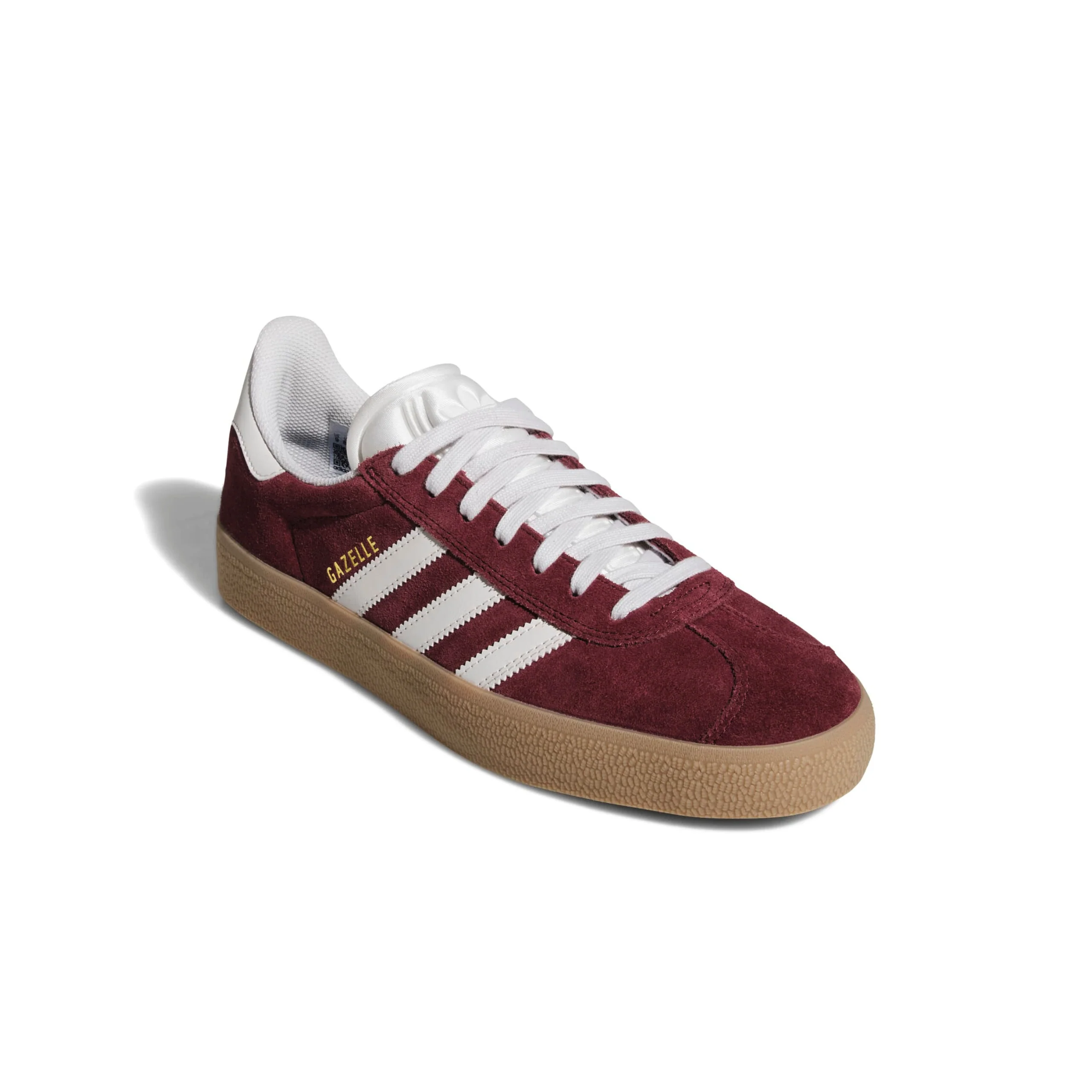 Adidas Skateboarding Gazelle ADV Shoes - Shadow Red / Crystal White / Gold Metallic (JR2000) - Image 2
