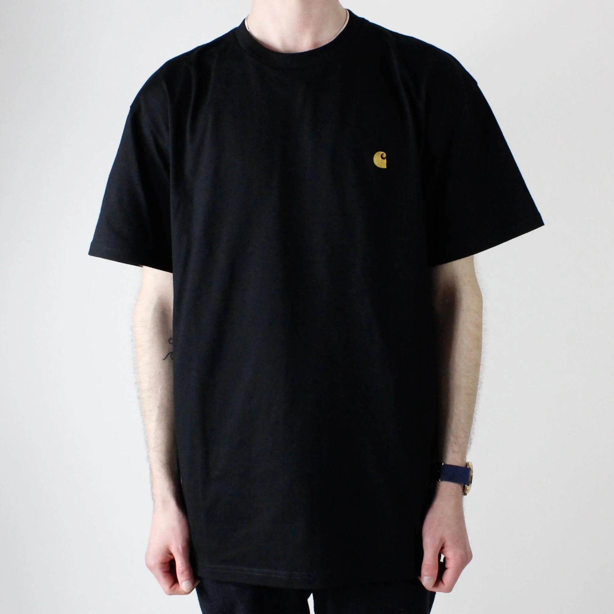 Carhartt WIP Chase T-Shirt - Black / Gold - Image 3