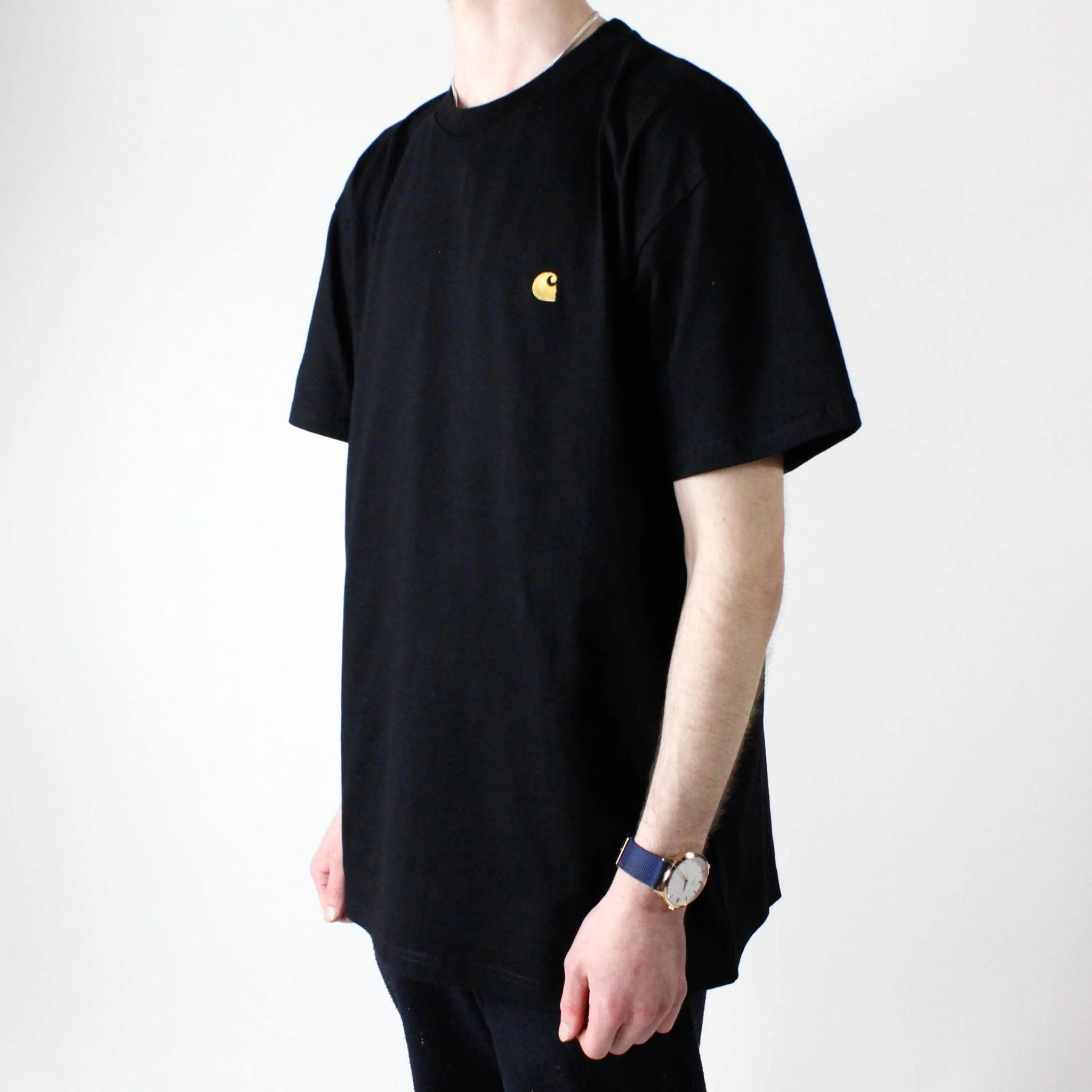 Carhartt WIP Chase T-Shirt - Black / Gold - Image 4
