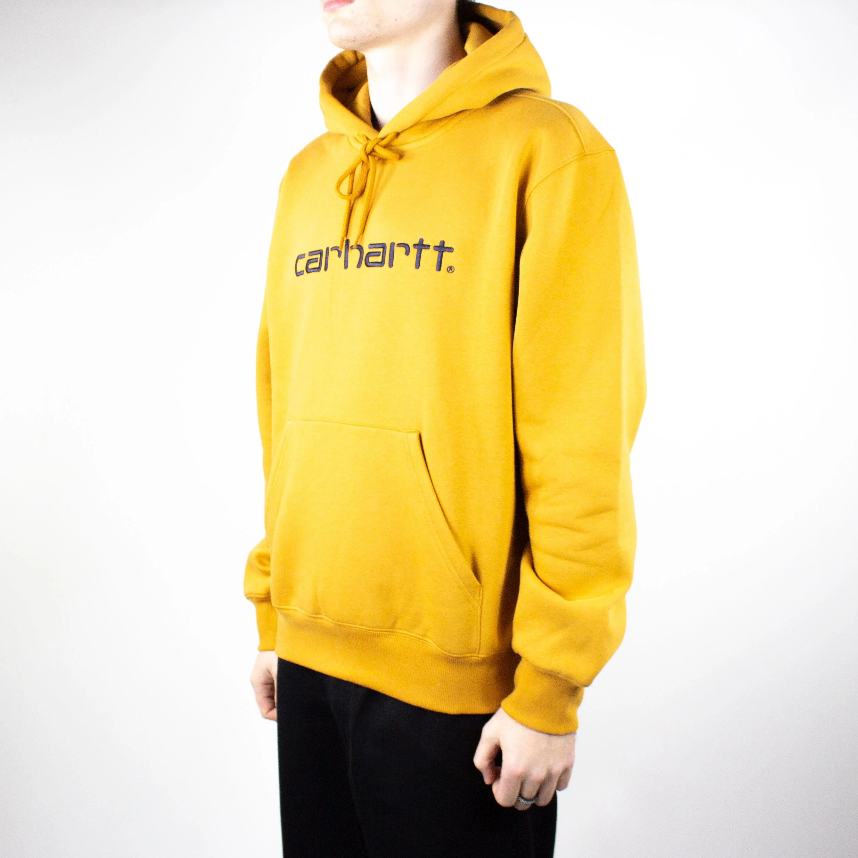 Carhartt WIP Hooded Sweatshirt – Ochre / Dark Navy - Image 3