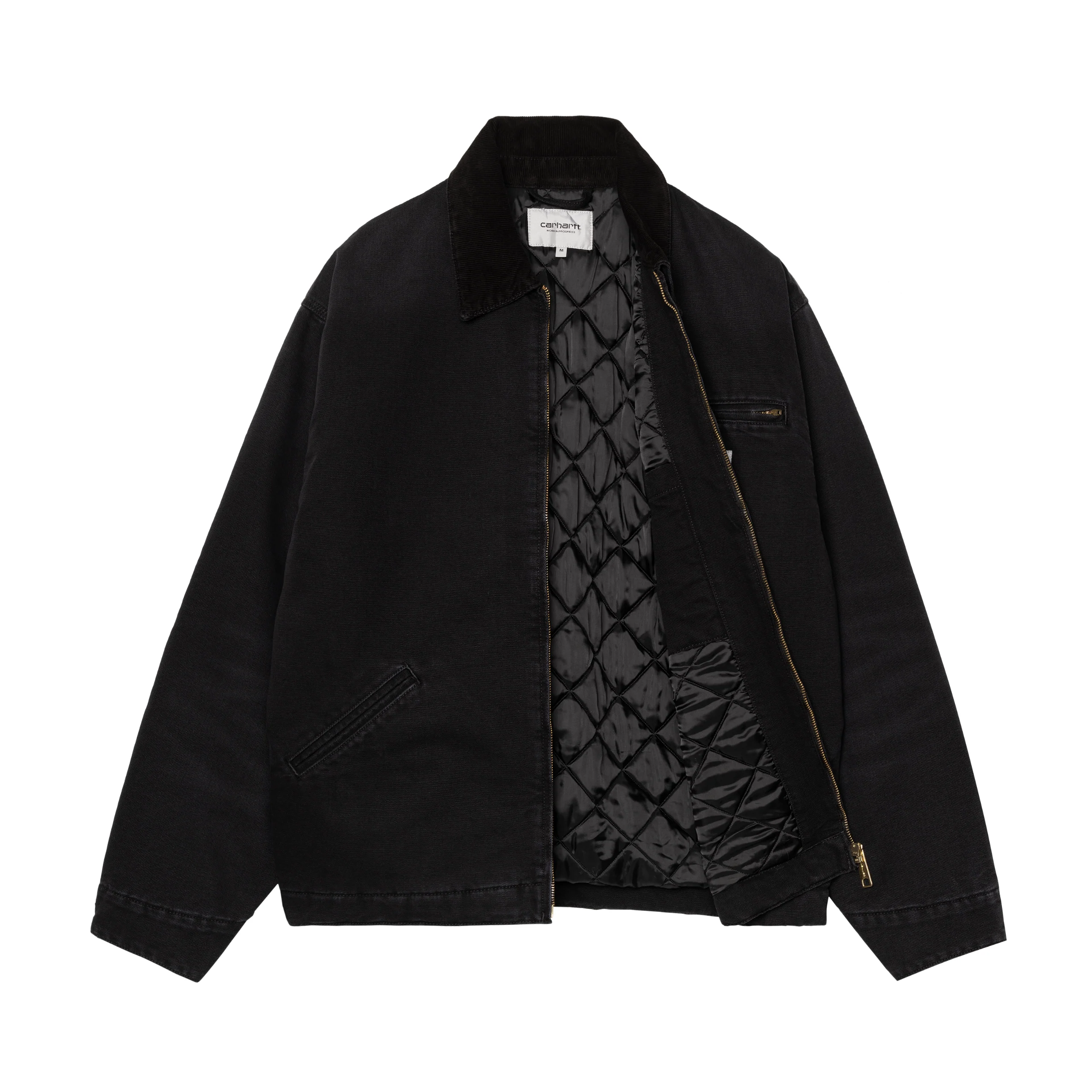 Carhartt WIP OG Detroit Jacket (Winter) - Black / Black (stone canvas) - Image 3