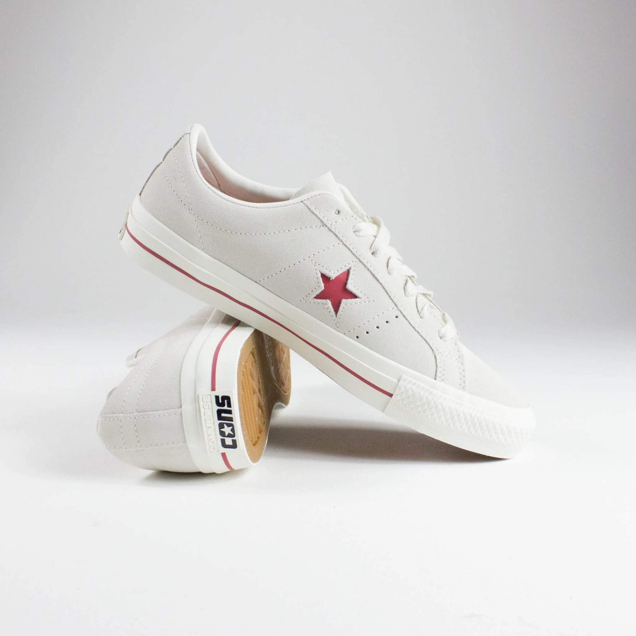 Converse One Star Ox Pro Shoes - Claret Red / Grey - Image 3