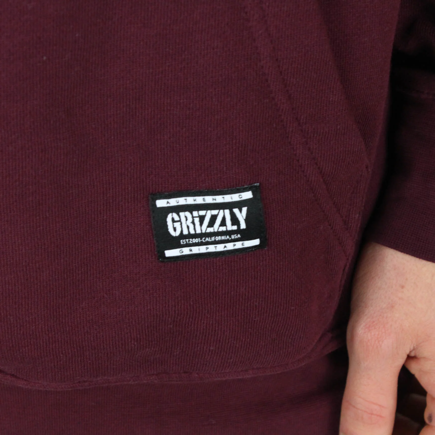 Grizzly OG Bear Embroidered Hooded Sweatshirt - Burgundy / White - Image 5
