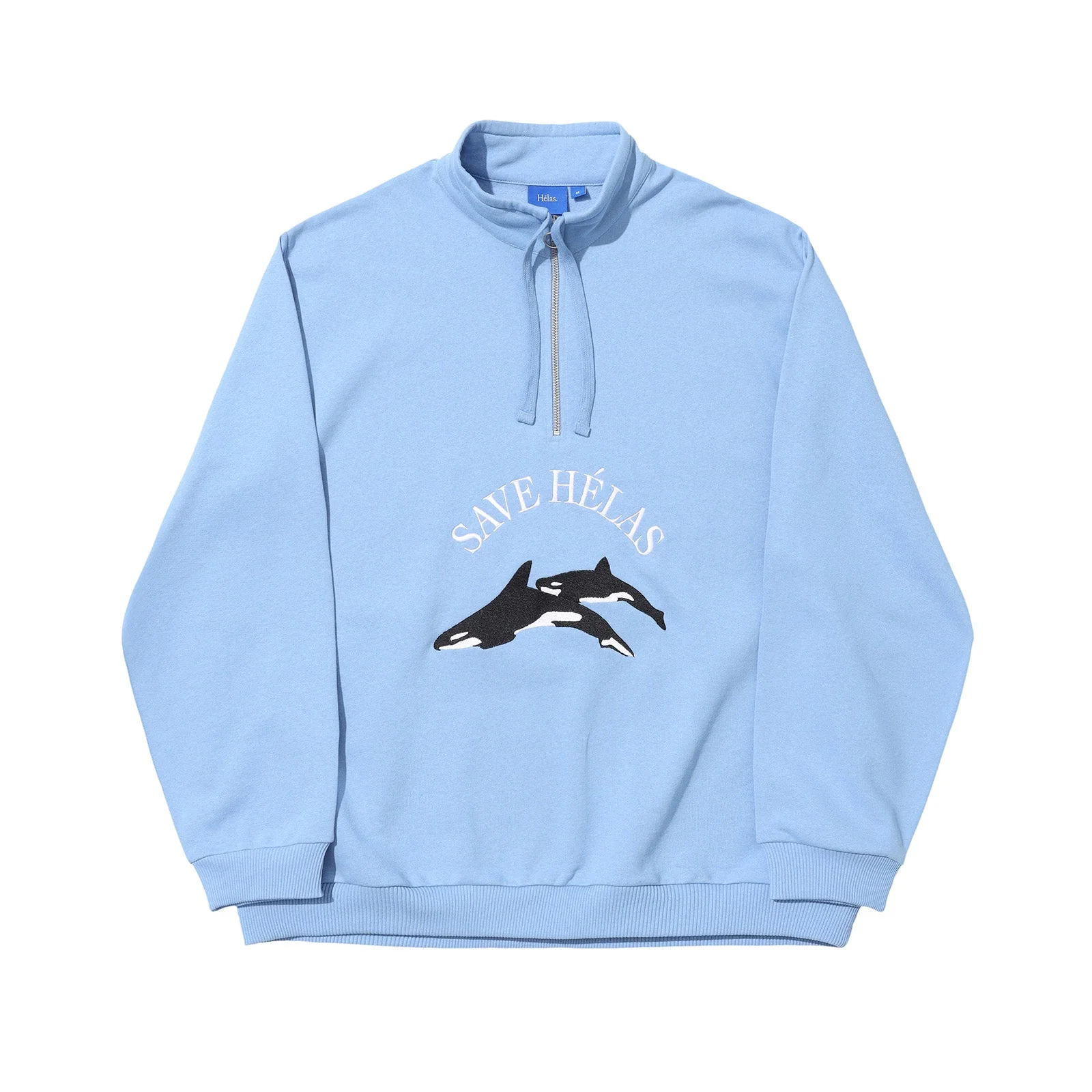 Helas Save Helas Quarter Zip Sweatshirt - Grey Blue