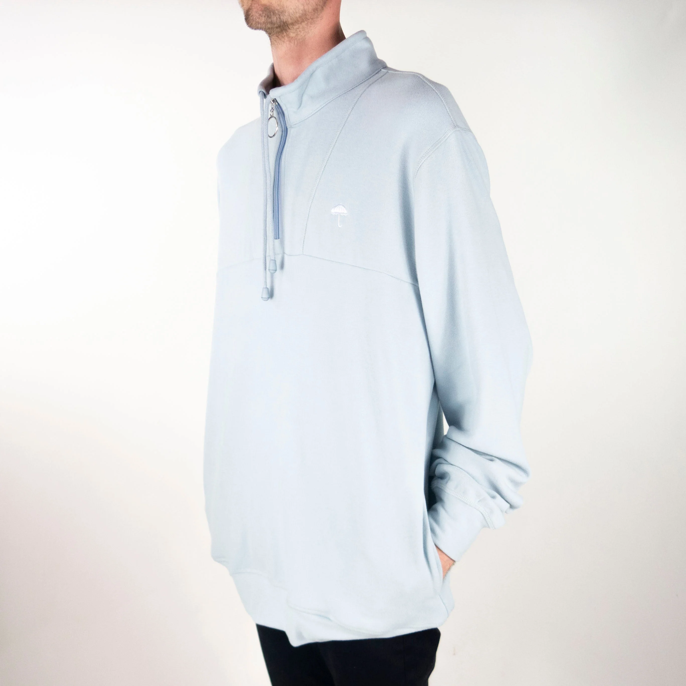 Helas Super Soft Quarter Zip Sweatshirt - Baby Blue - Image 3