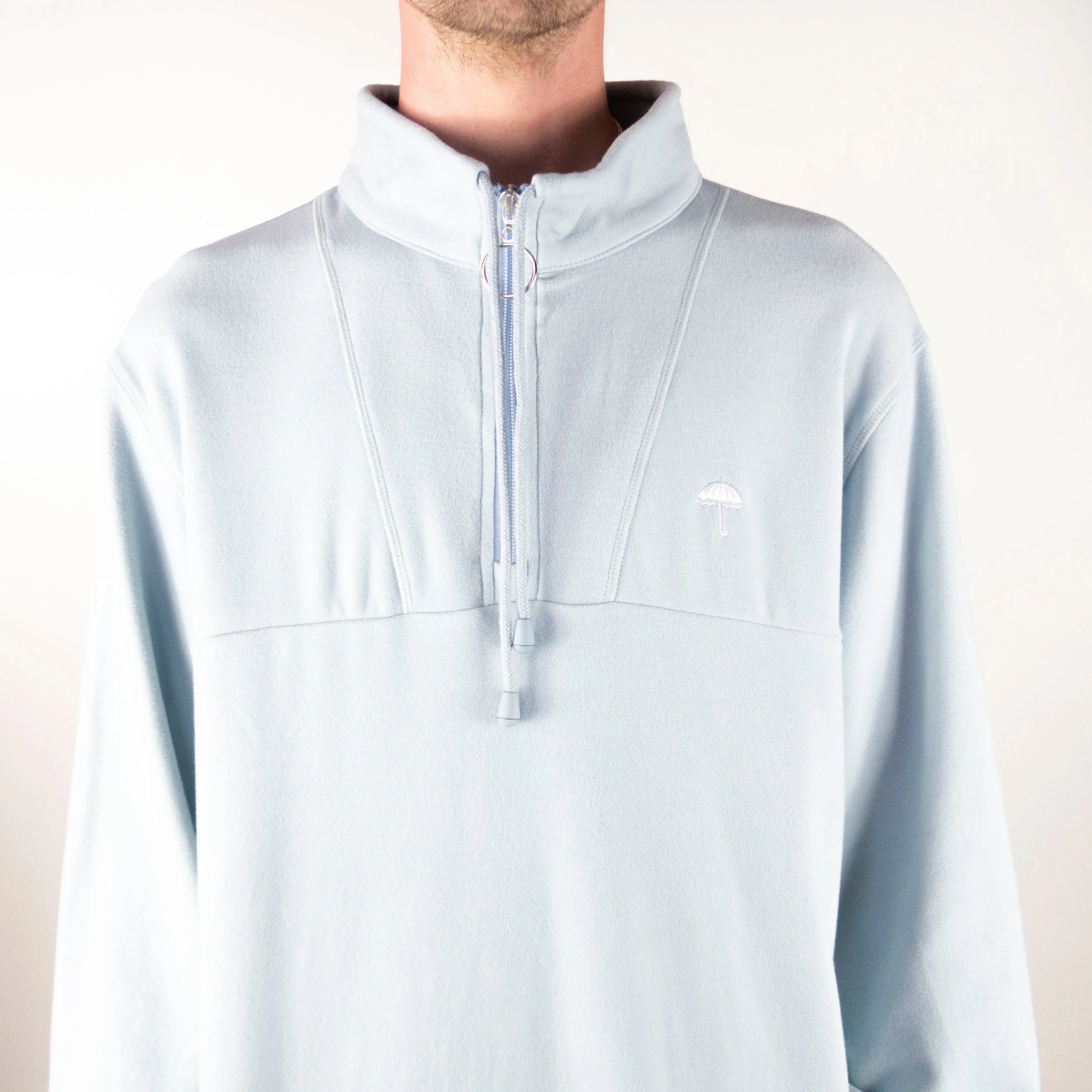 Helas Super Soft Quarter Zip Sweatshirt - Baby Blue - Image 4