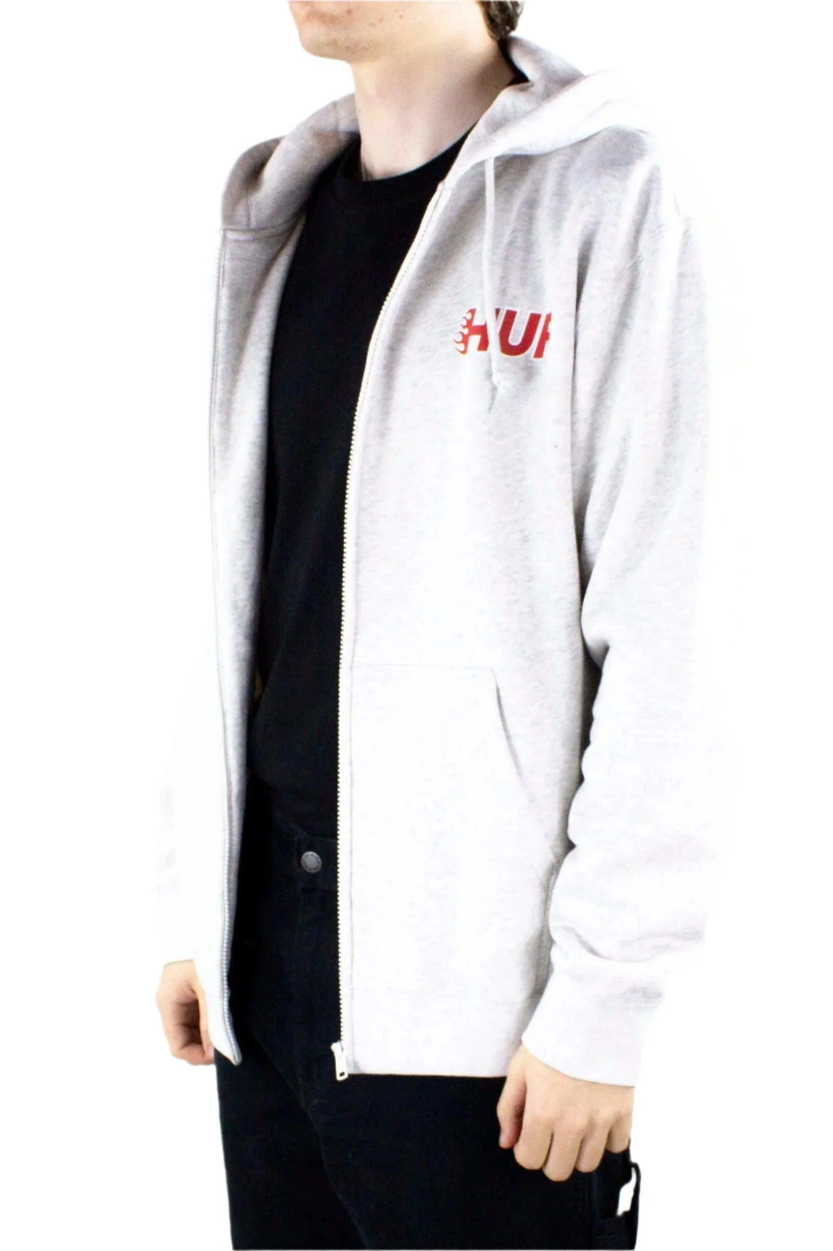 HUF Enforcer Full Zip Hoodie - Ash Heather - Image 3