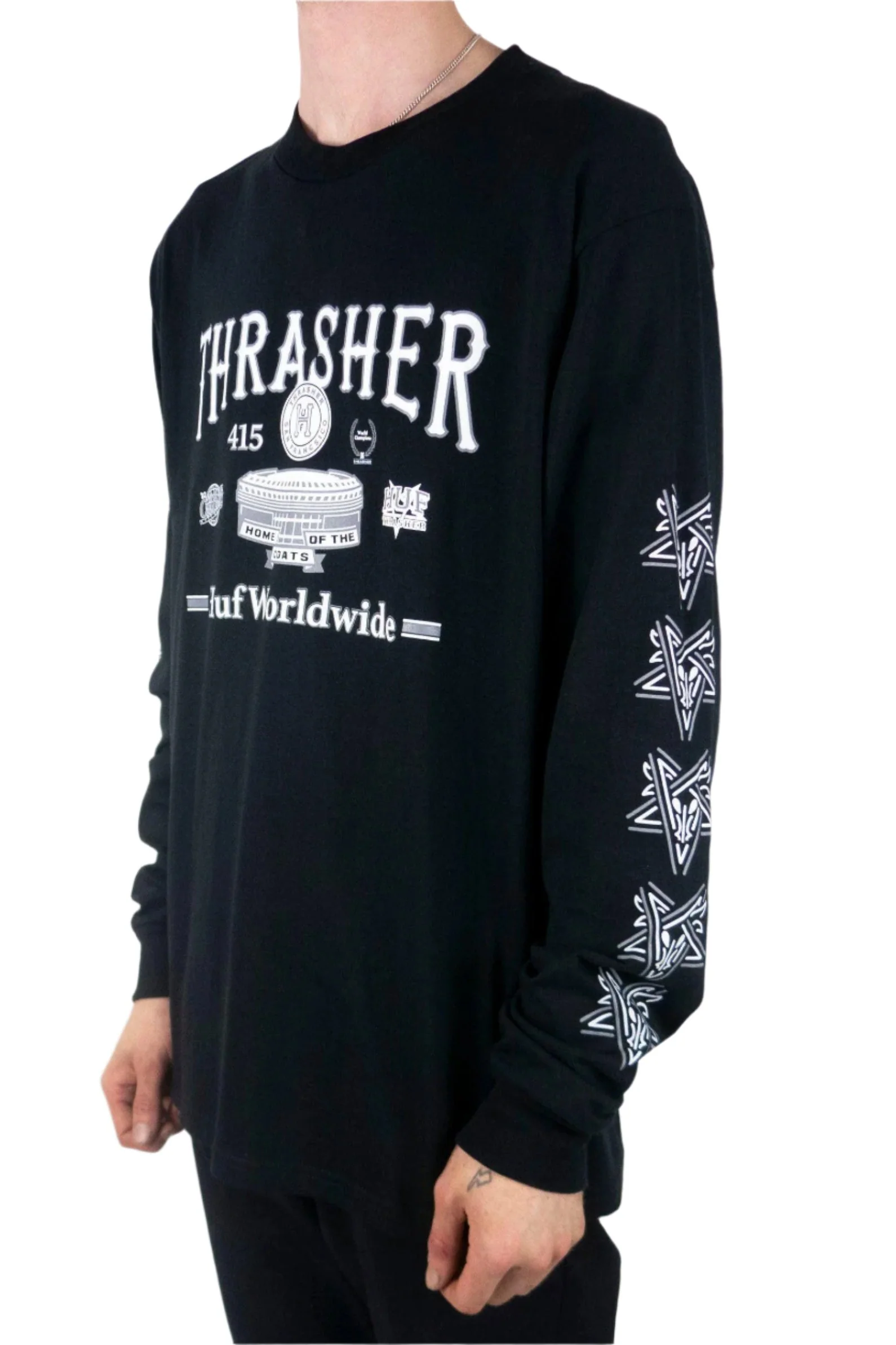 HUF x Thrasher Monteray Long Sleeve T-Shirt - Black - Image 3