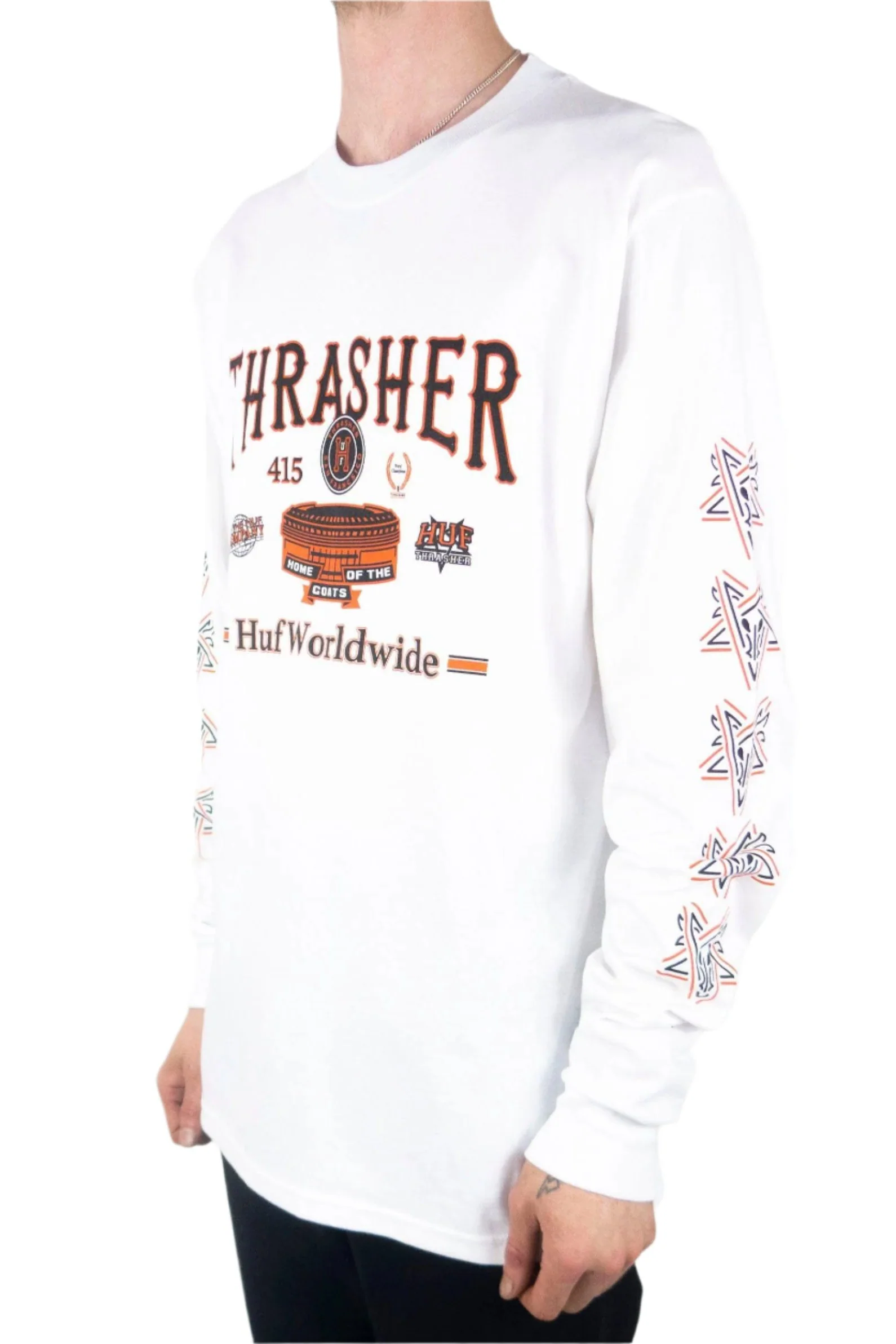 HUF x Thrasher Monteray Long Sleeve T-Shirt - White - Image 3