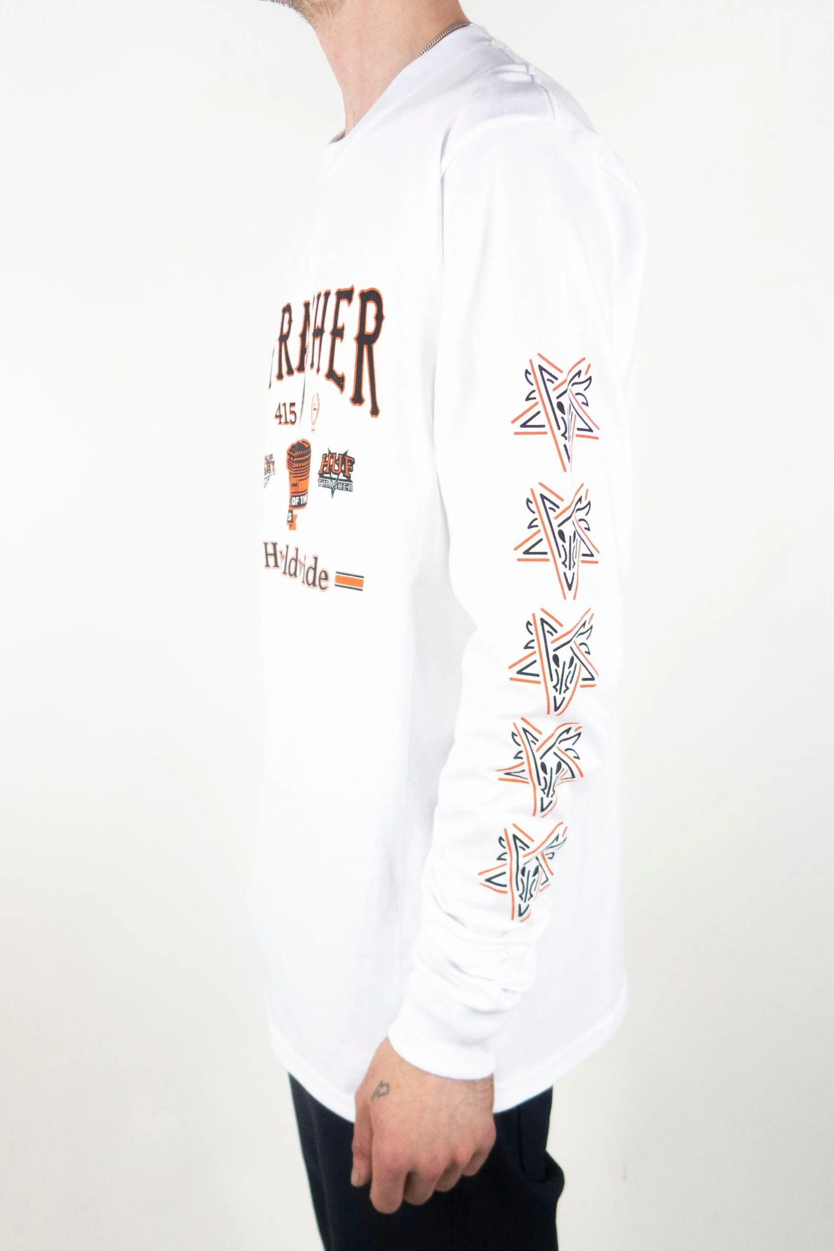 HUF x Thrasher Monteray Long Sleeve T-Shirt - White - Image 4