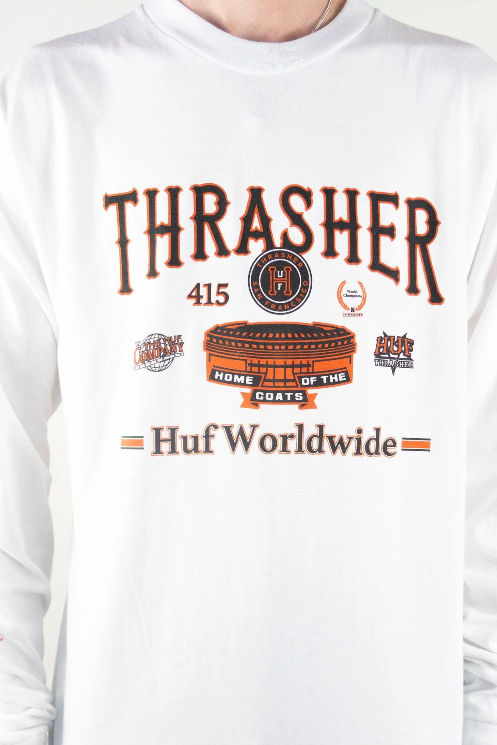 HUF x Thrasher Monteray Long Sleeve T-Shirt - White - Image 5