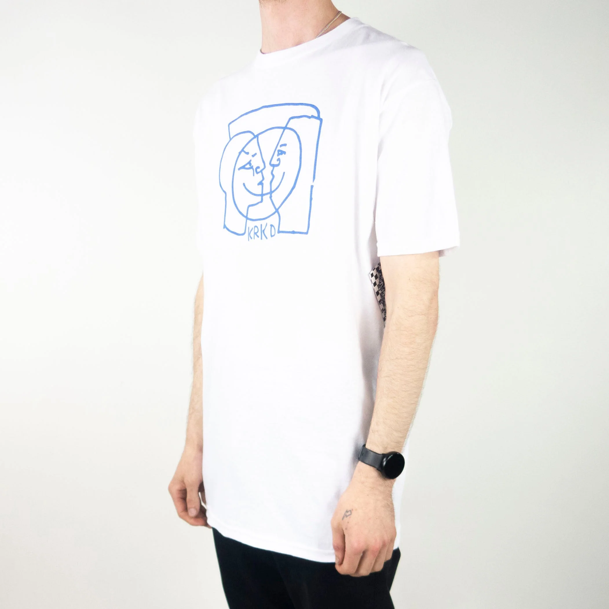 Krooked Krkd Moonsmile T-Shirt - White / Blue - Image 3