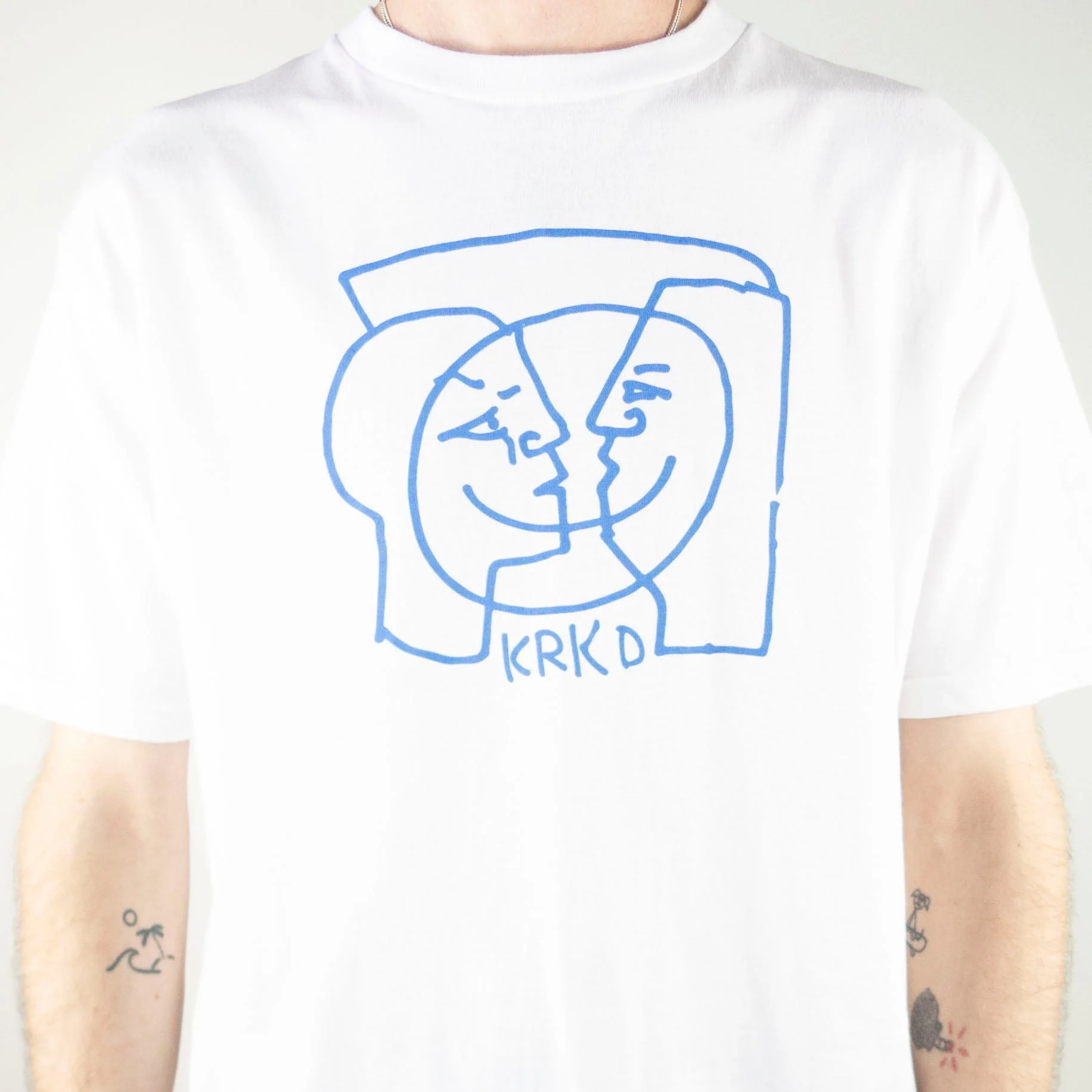 Krooked Krkd Moonsmile T-Shirt - White / Blue - Image 4