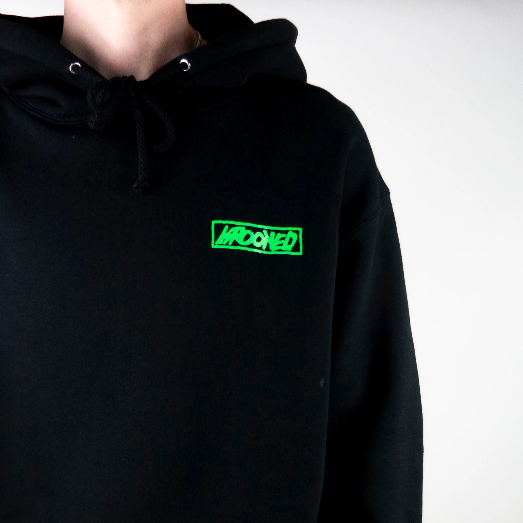 Krooked Moonsmile Raw Hoodie - Black / Green - Image 4