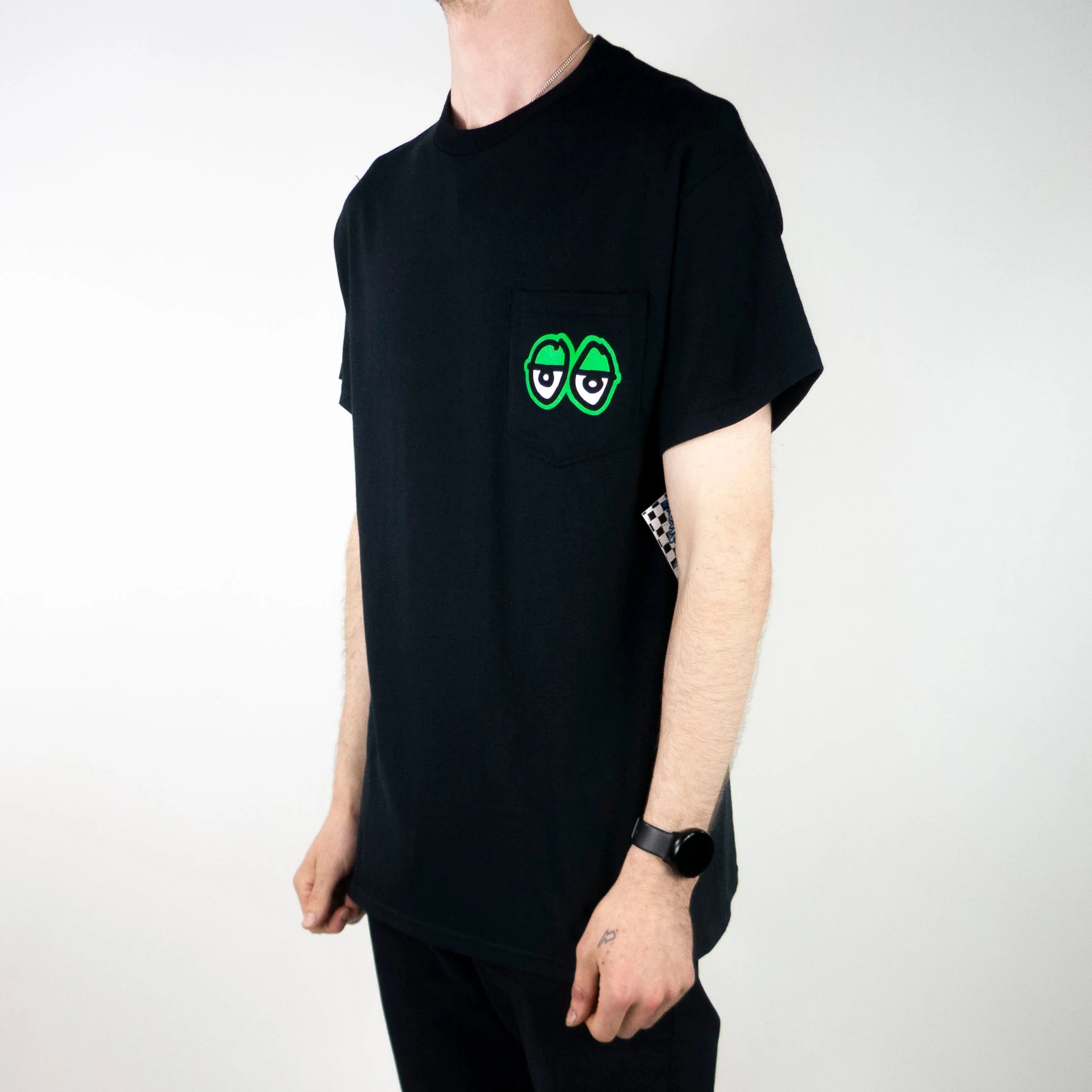 Krooked Strait Eyes T-Shirt - Black / Green - Image 3