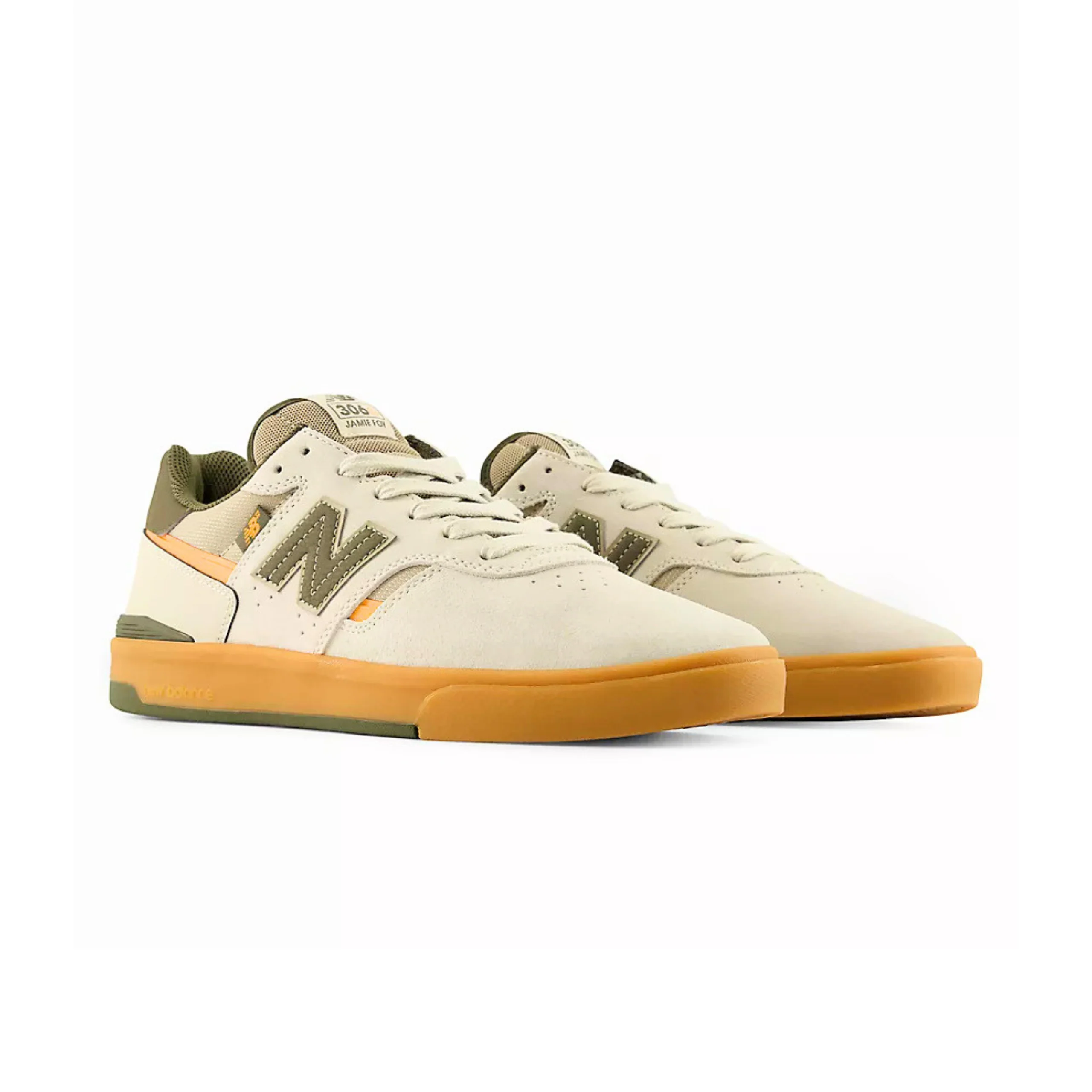New Balance Numeric 306 Jamie Foy Cup Shoes - Timberwolf / Dark Moss (UN306CBM) - Image 2