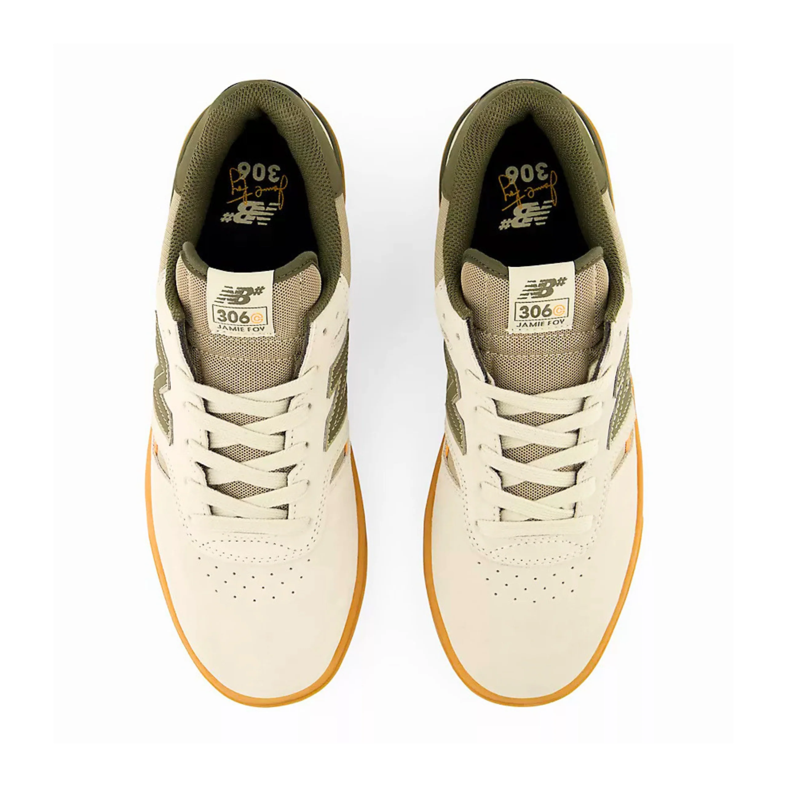 New Balance Numeric 306 Jamie Foy Cup Shoes - Timberwolf / Dark Moss (UN306CBM) - Image 3