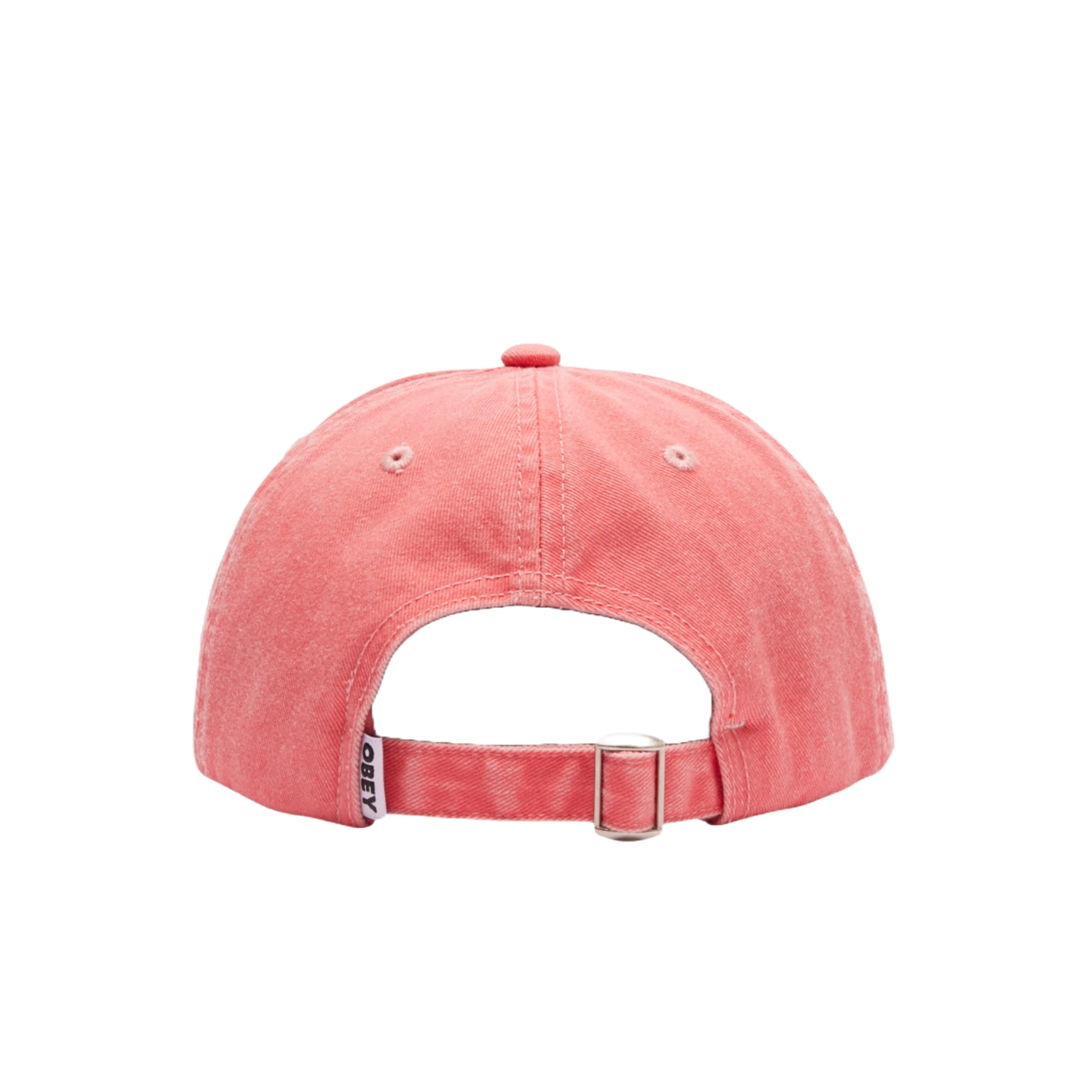 OBEY Pigment Lowercase 6 Panel Snapback Cap Hat - Coral - Image 2