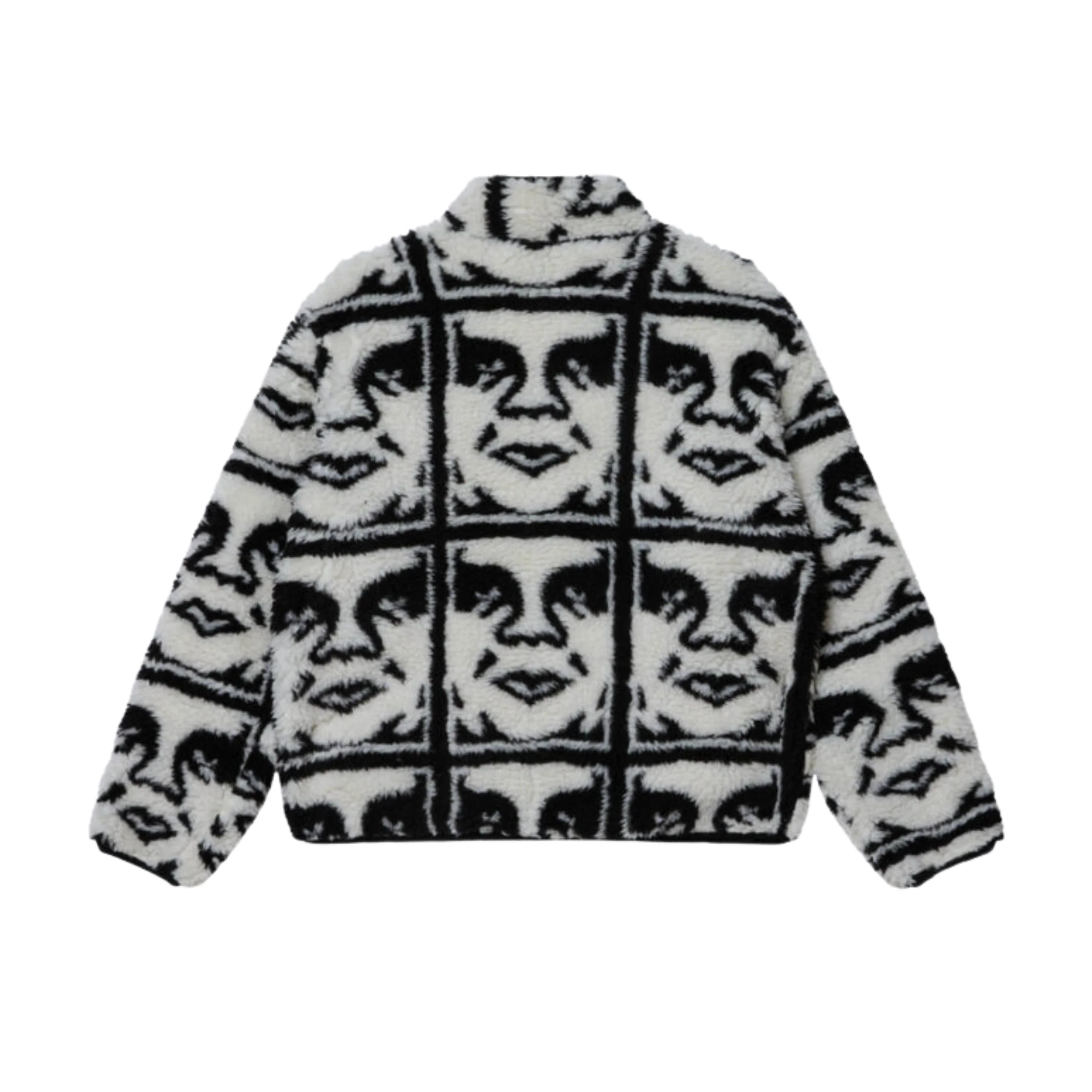OBEY Repeated Icon Sherpa Jacket - Black / White - Image 2