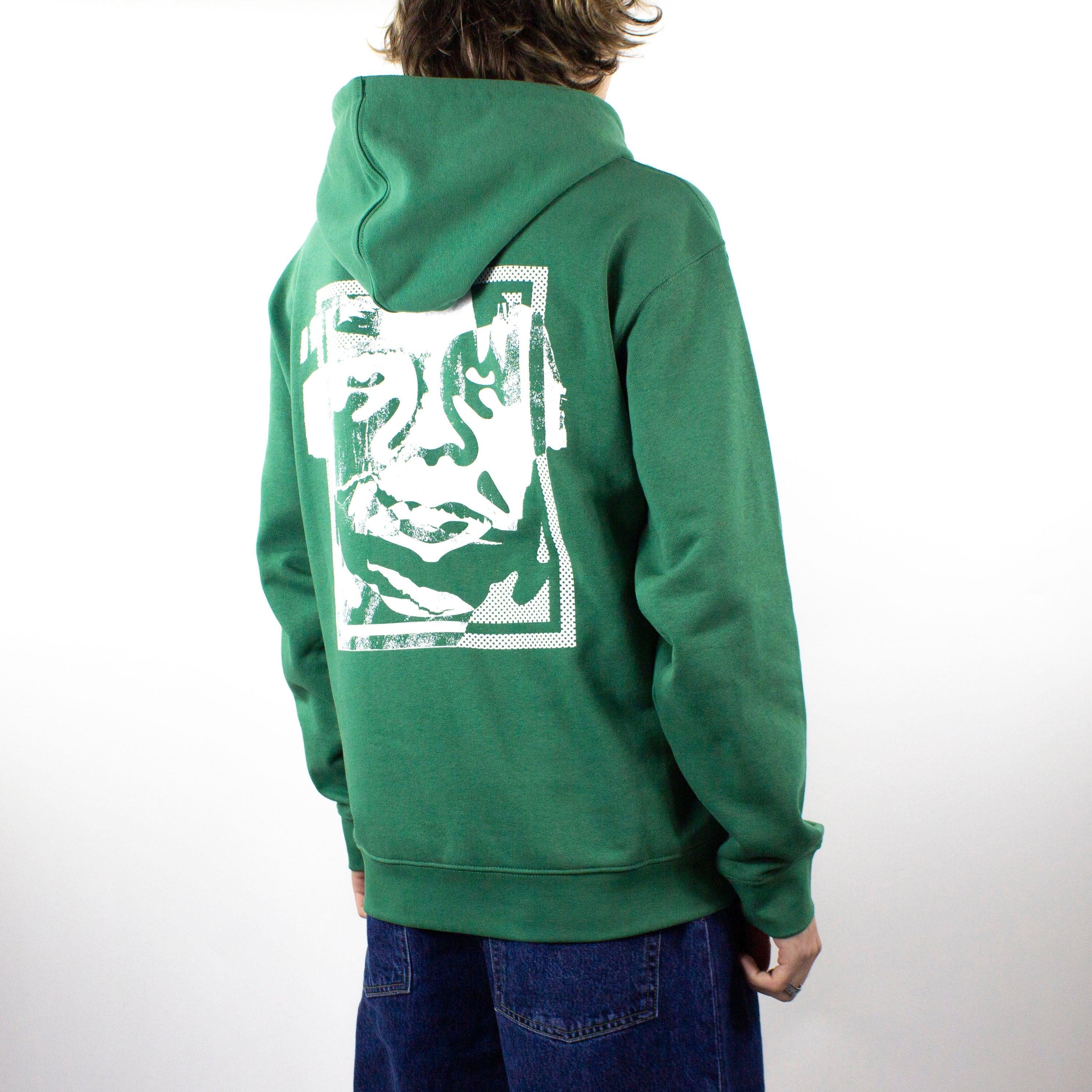 OBEY Torn Icon Face Hoodie - Palm Leaf - Image 4