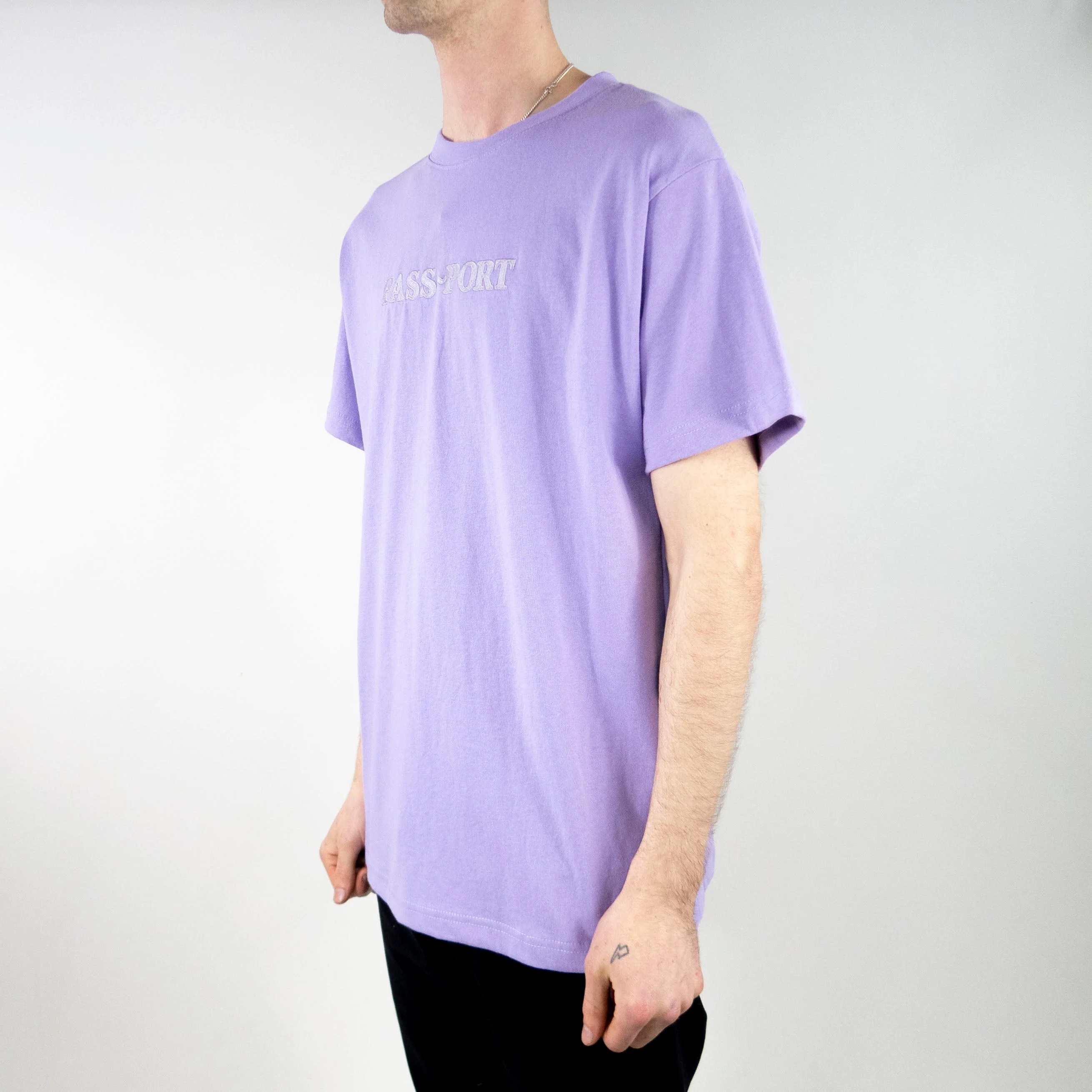 Pass Port Official Embroidery T-Shirt - Lavender - Image 3