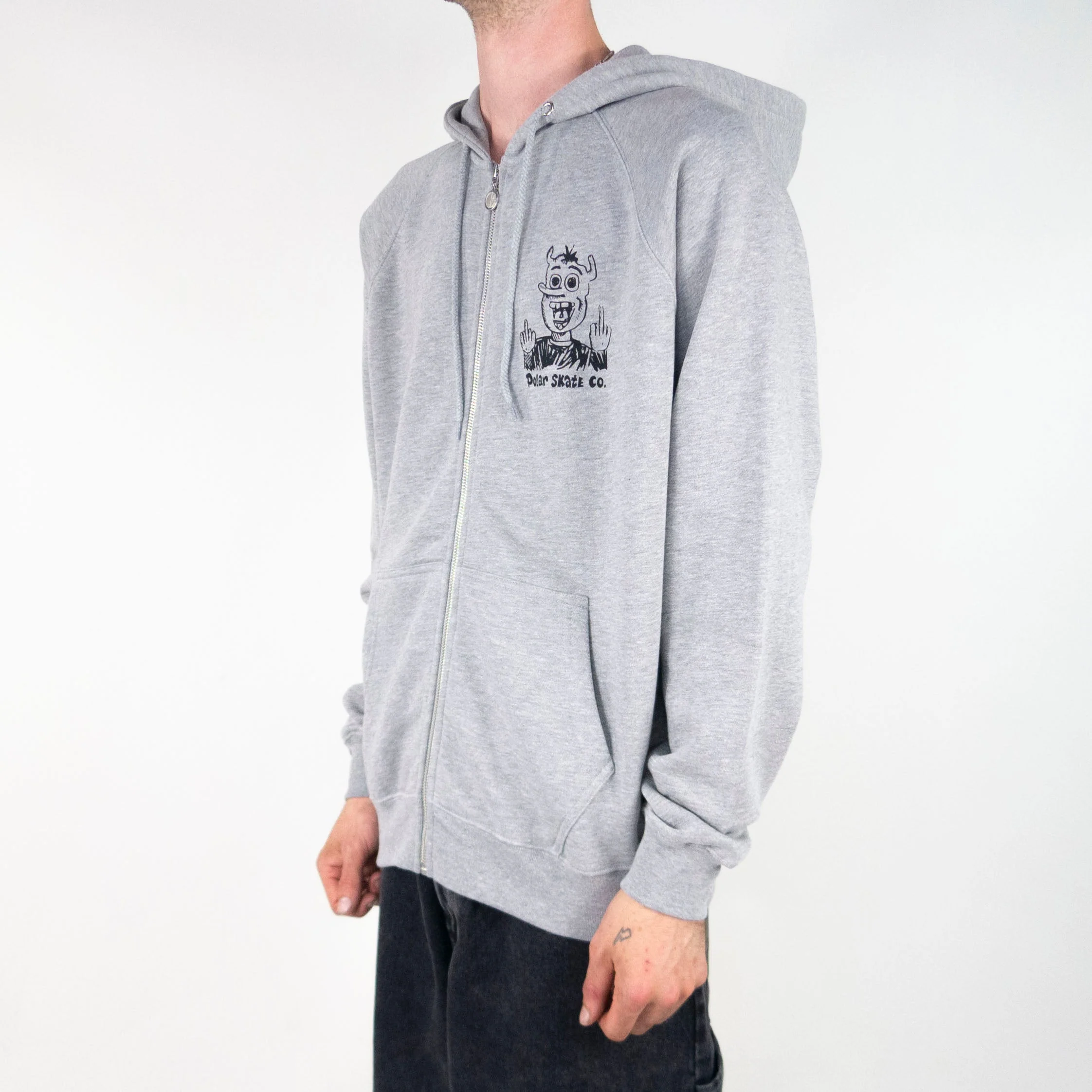 Polar Skate Co. Devil Man Zip Hoodie - Heather Grey - Image 3