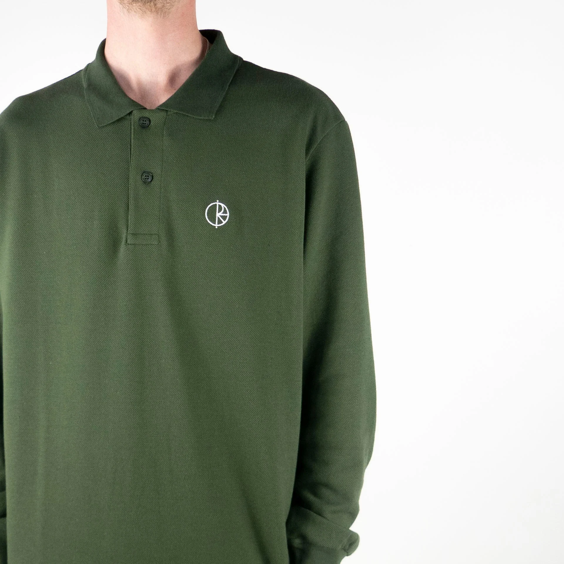 Polar Skate Co. Long Sleeve Polo Shirt - Dark Olive - Image 4