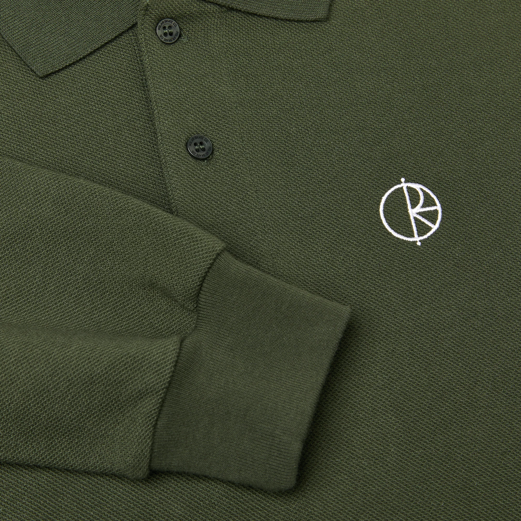 Polar Skate Co. Long Sleeve Polo Shirt - Dark Olive - Image 5