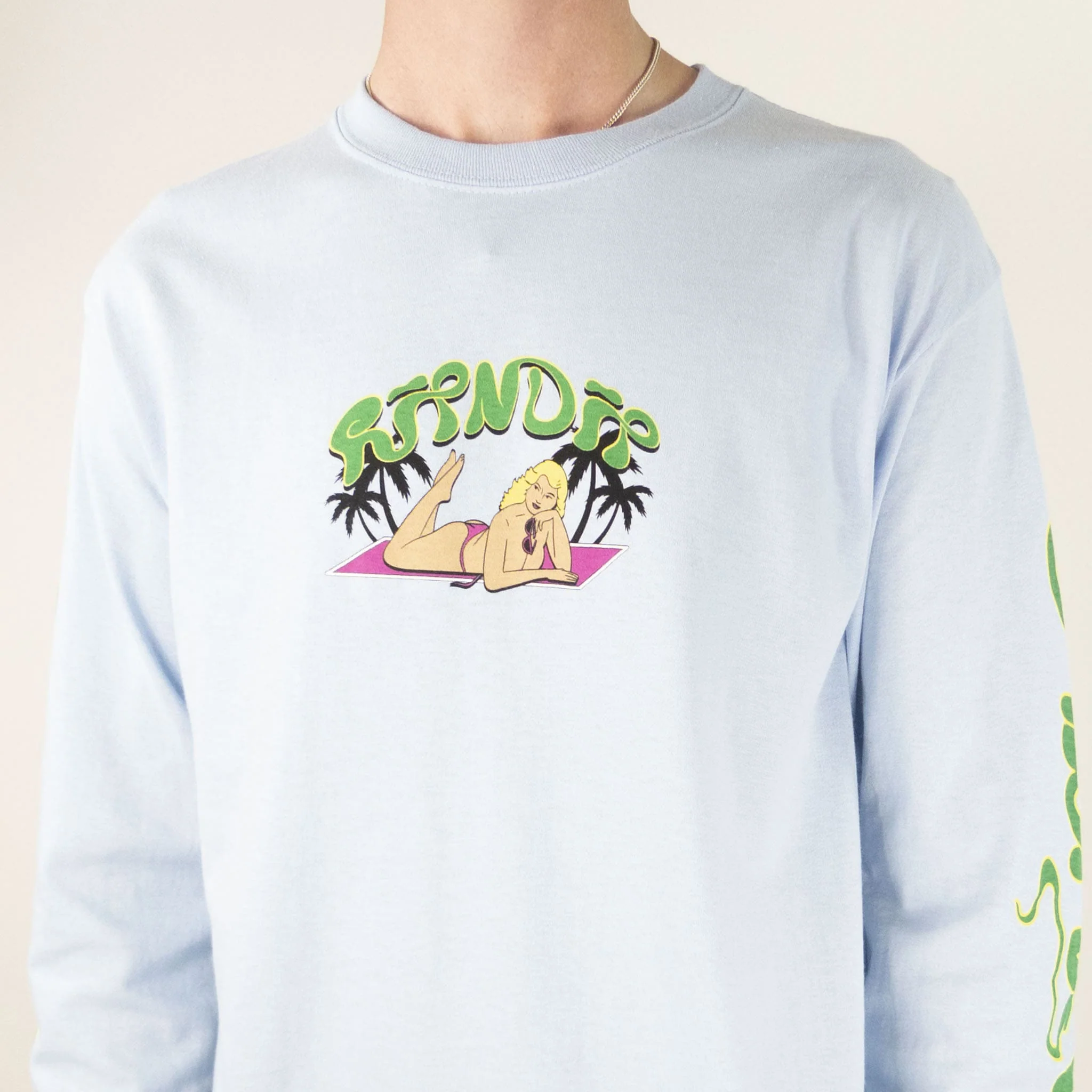 RIPNDIP Nermrider Beach Long Sleeve T-Shirt - Light Blue - Image 5