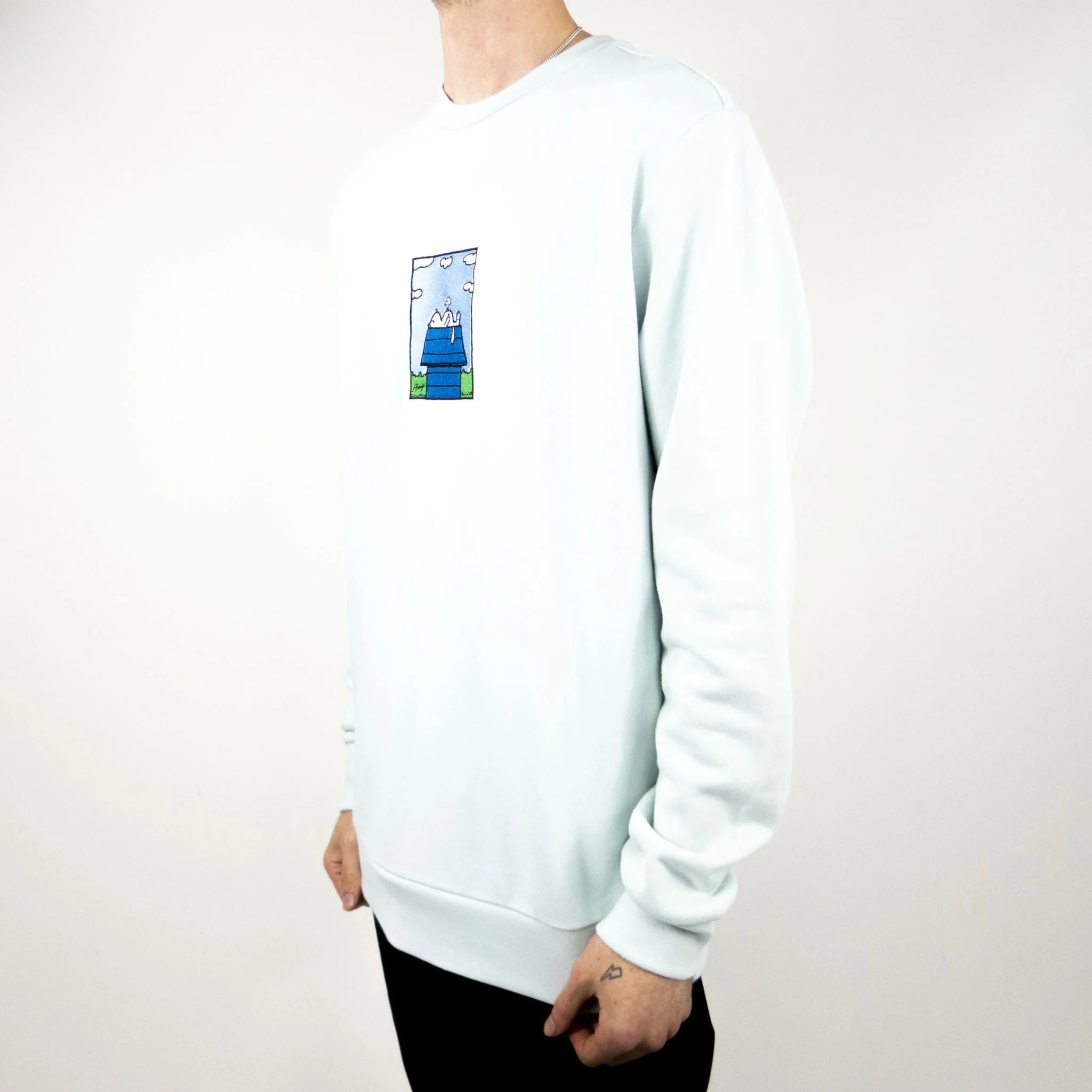 RIPNDIP Not Today Embroidered Crewneck Sweatshirt - Light Blue - Image 3