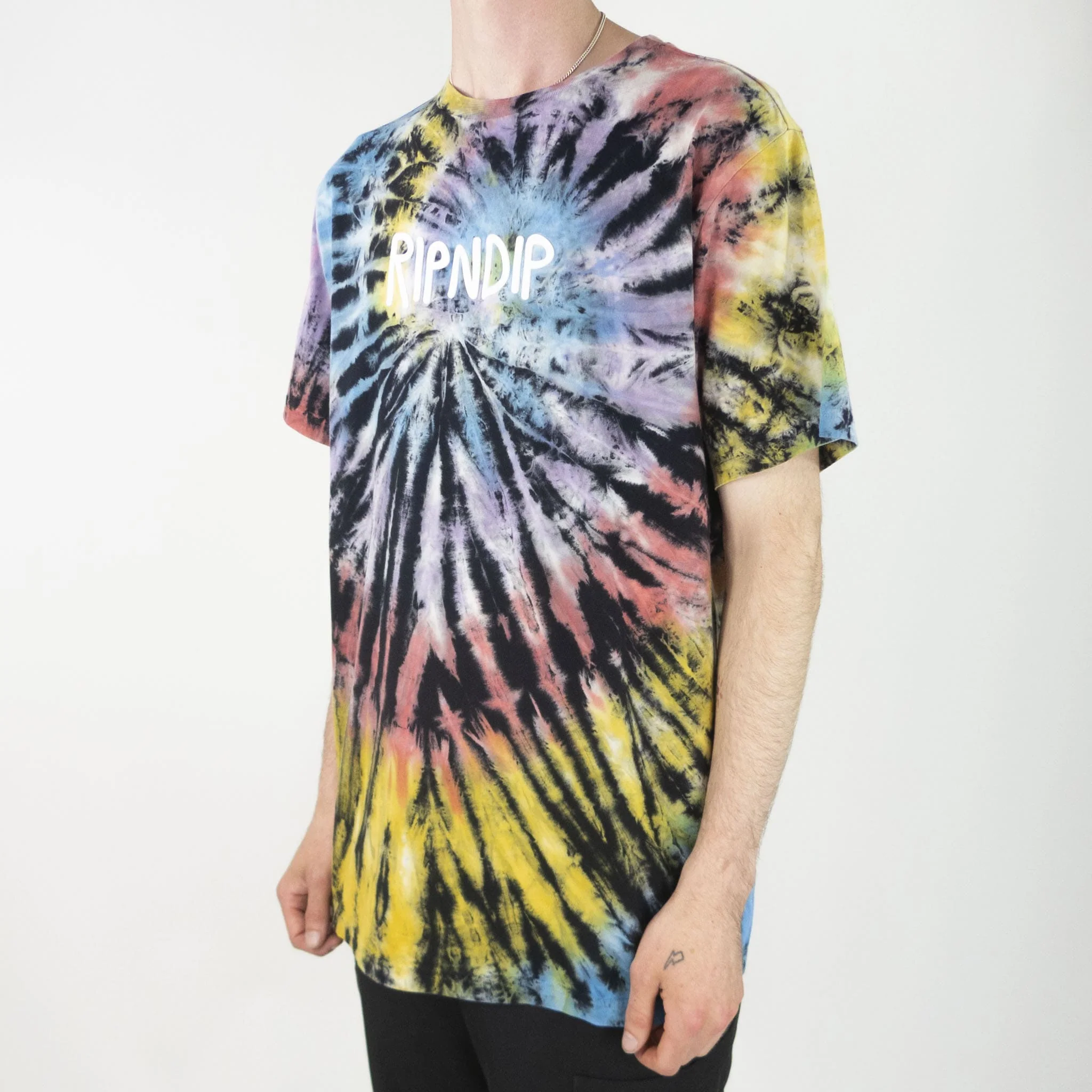 RIPNDIP Rubber Logo T-Shirt - Sunburst Spiral Tie Dye - Image 3