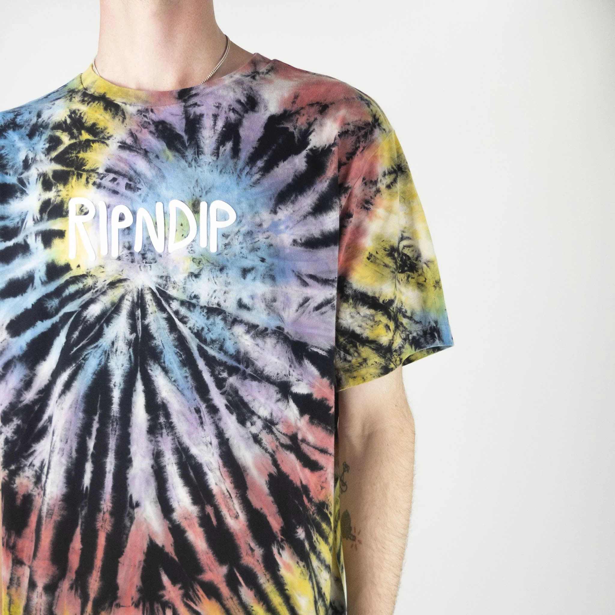 RIPNDIP Rubber Logo T-Shirt - Sunburst Spiral Tie Dye - Image 4