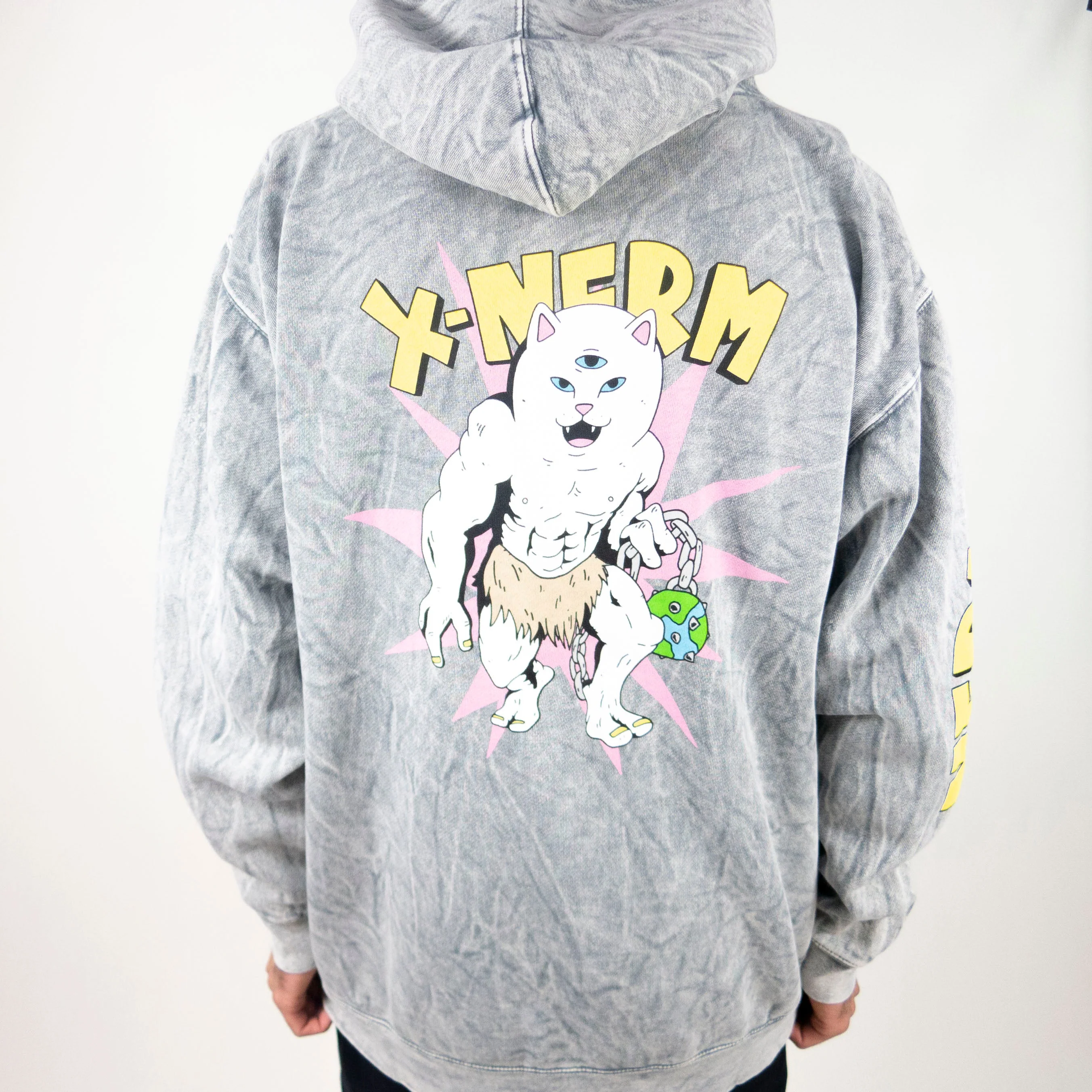 RIPNDIP X-Nerm Hoodie - Charcoal Mineral Wash - Image 5
