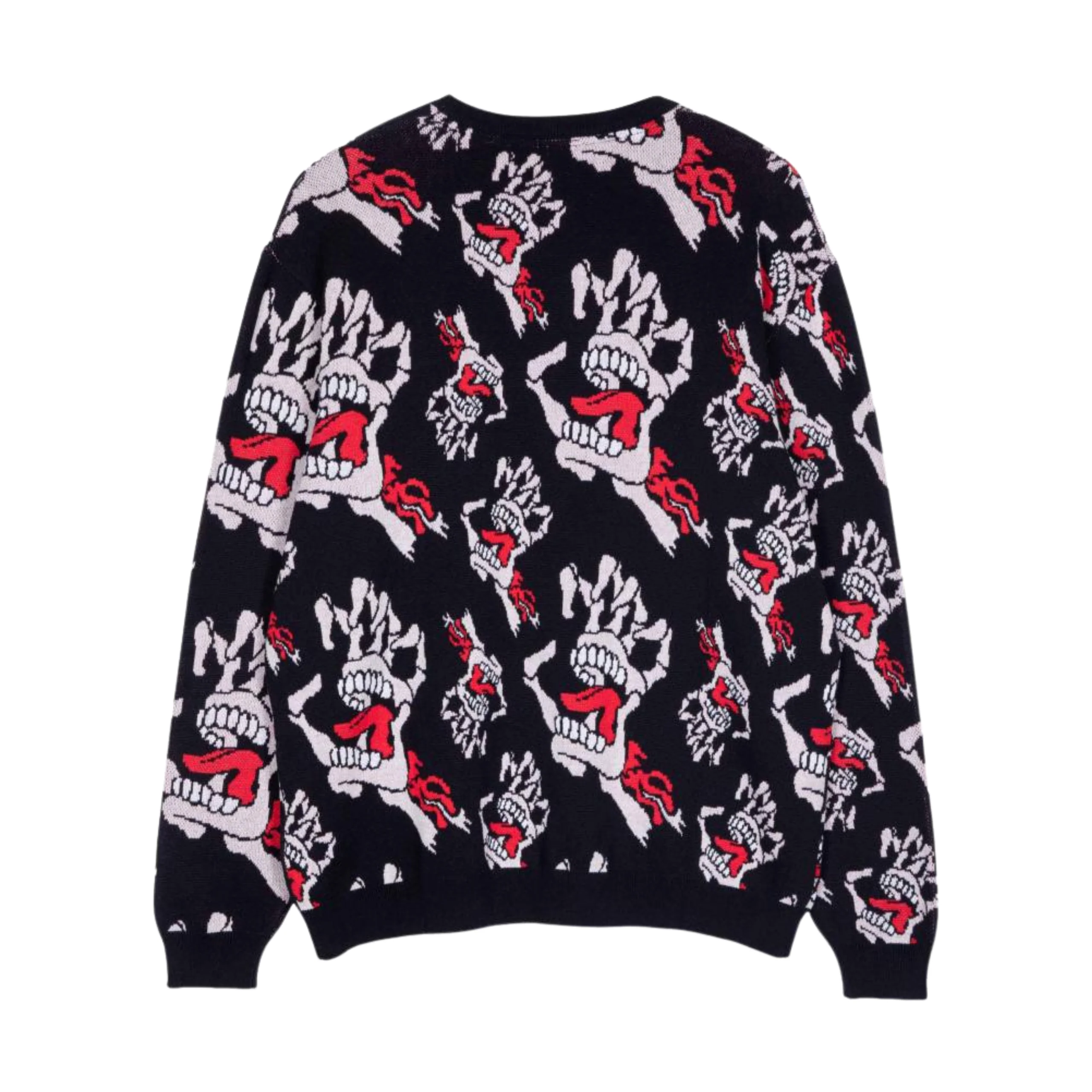 Santa Cruz Bone Hands All Over Knit Crew Pullover Jumper - Black - Image 2