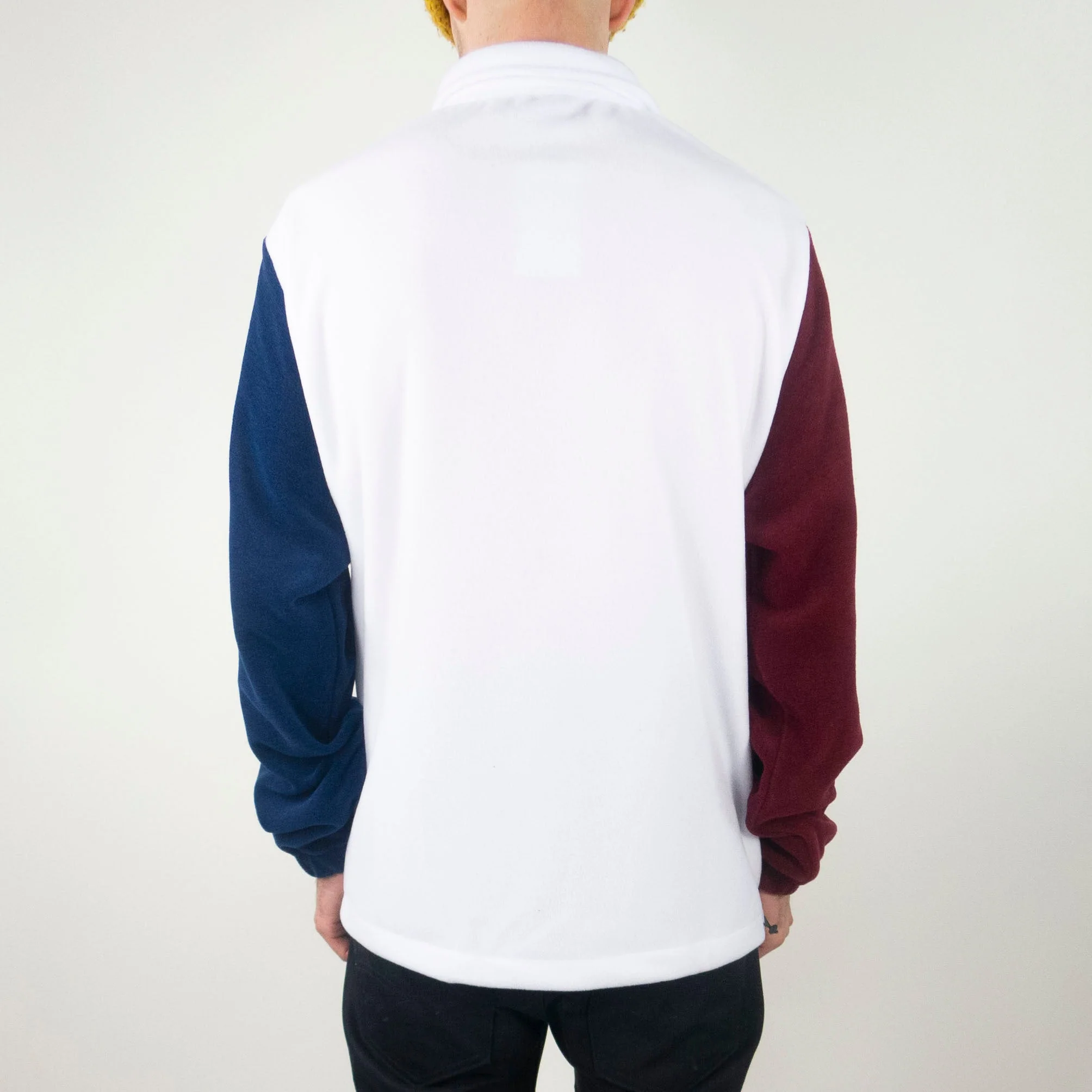 Skateboard Cafe 1/4 Zip Fleece Sweatshirt - White / Burgundy / Navy - Image 3
