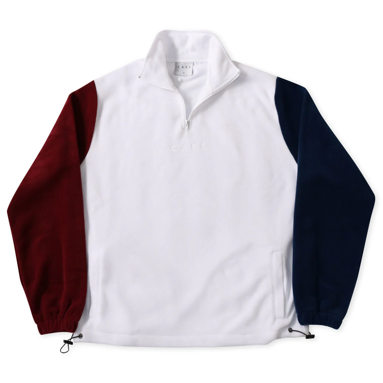 Skateboard Cafe 1/4 Zip Fleece Sweatshirt - White / Burgundy / Navy - Image 5
