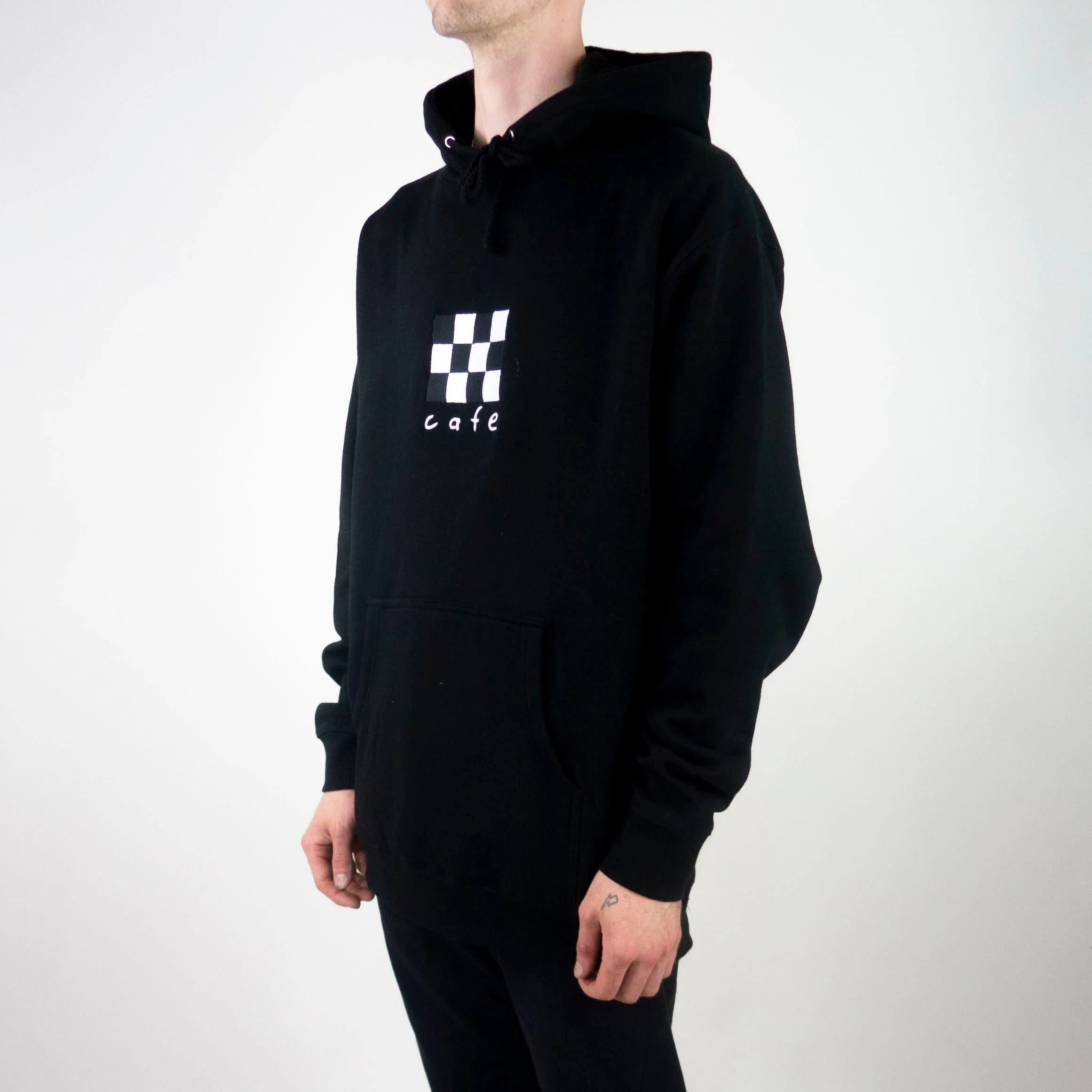 Skateboard Cafe Checkerboard Embroidered Hoodie - Black - Image 3