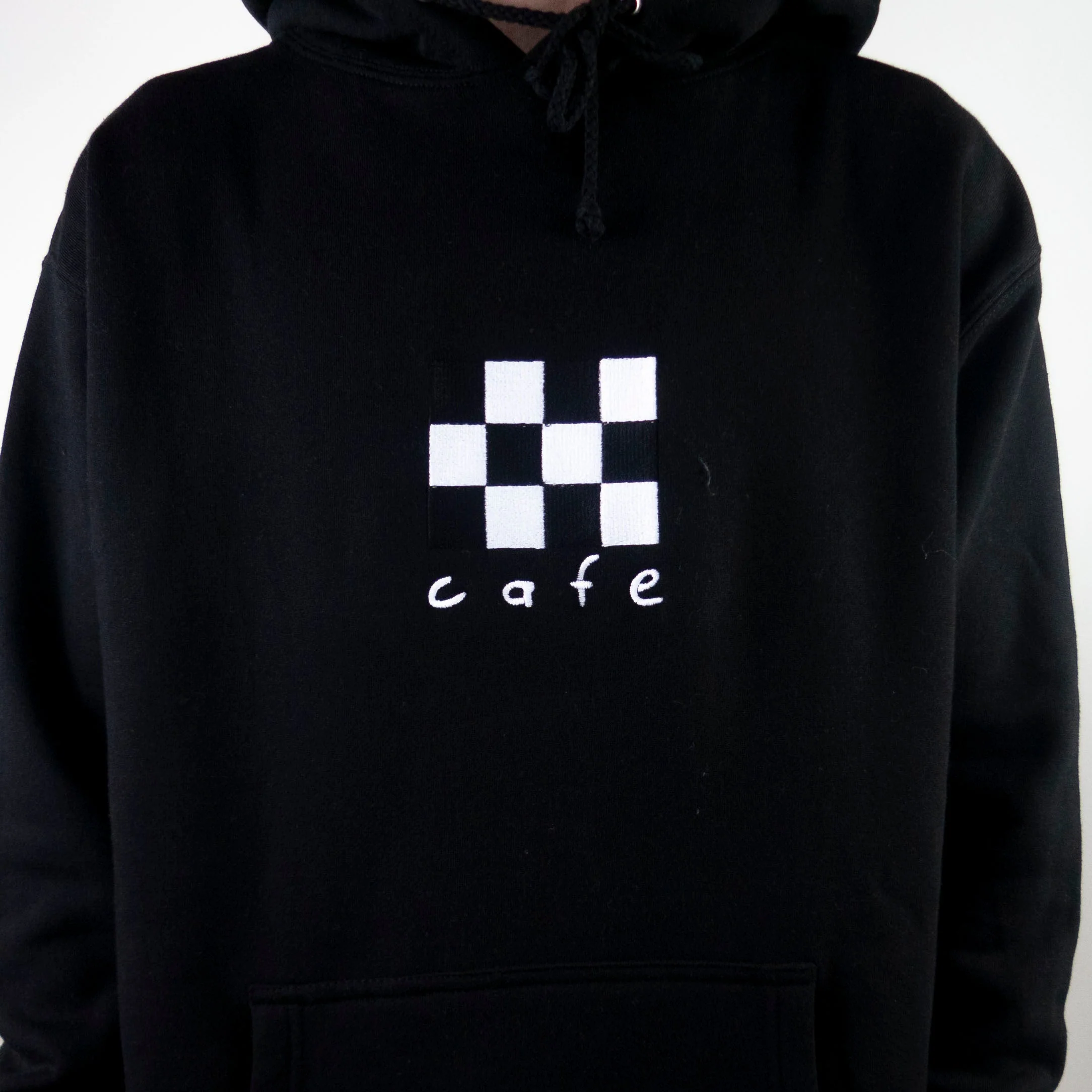 Skateboard Cafe Checkerboard Embroidered Hoodie - Black - Image 4