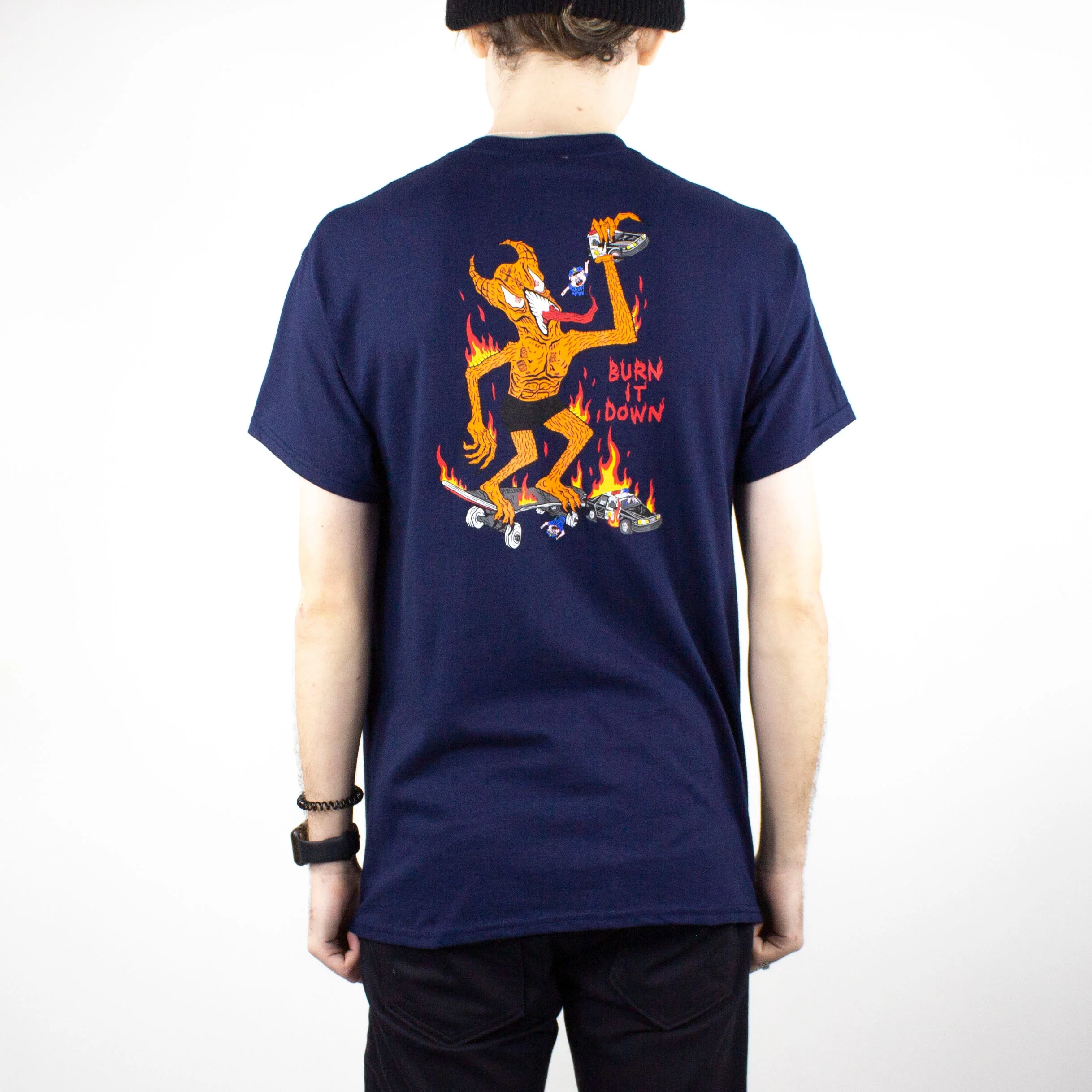 Thrasher Burn It Down T-Shirt - Navy - Image 2
