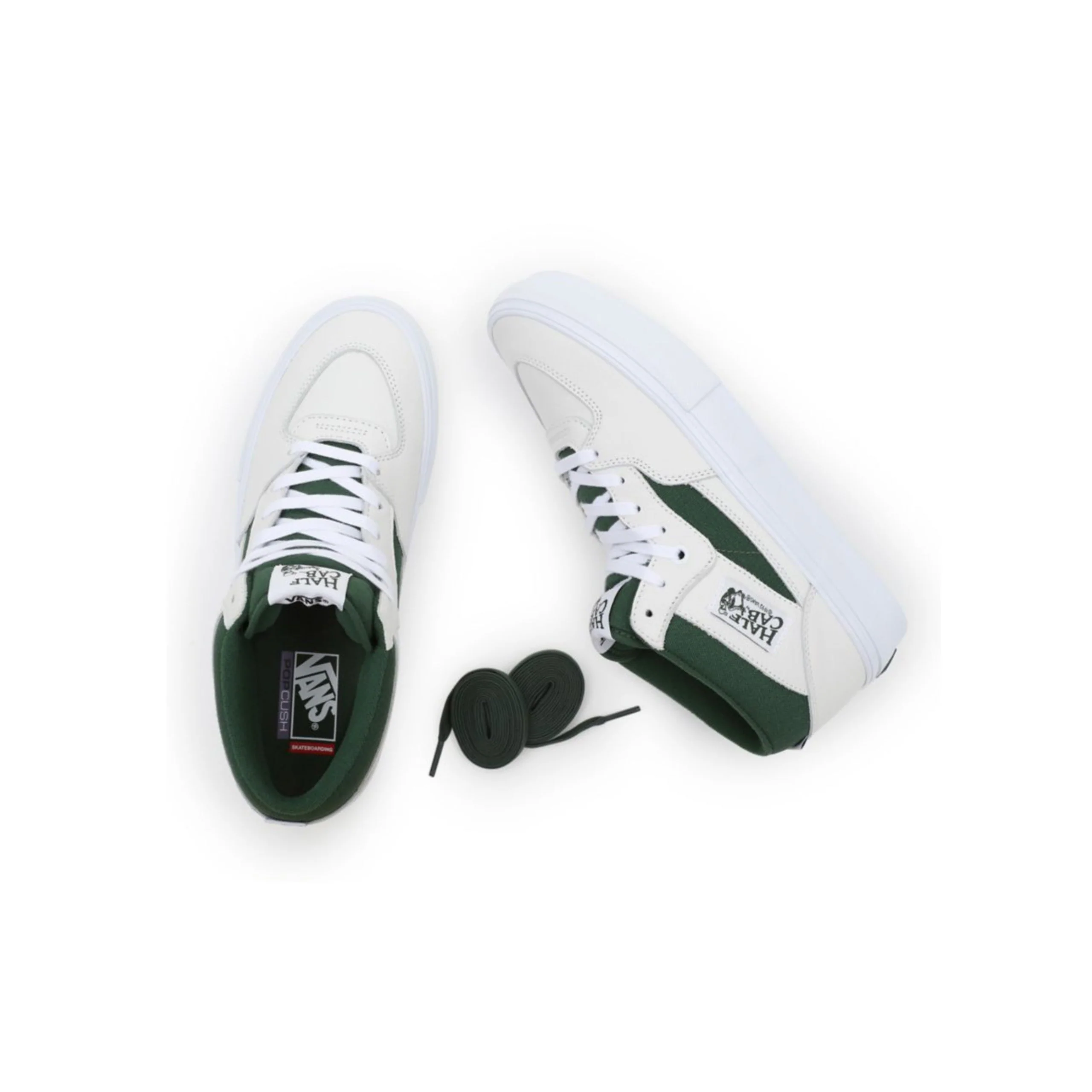 Vans Skate Half Cab Shoes - White / Green - Image 3